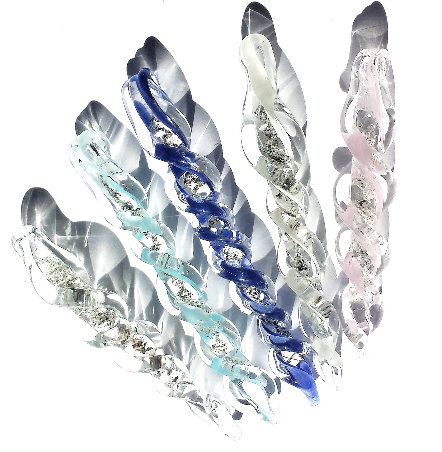 Cremation Suncatchers Icicles made out of glass with infused ashes in variety of colors by DragonFire Glass