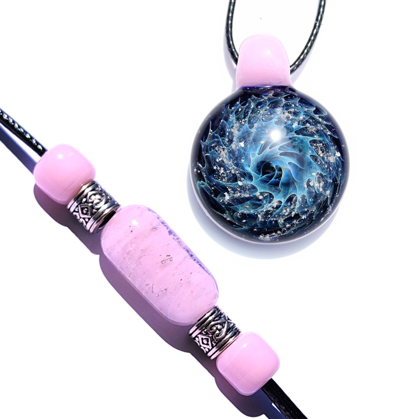 Cremation Jewelry Set – Pendant & Bracelet-Cremation Sets-DragonFire Glass-Sky Blue-DragonFire Glass Cremation Jewelry