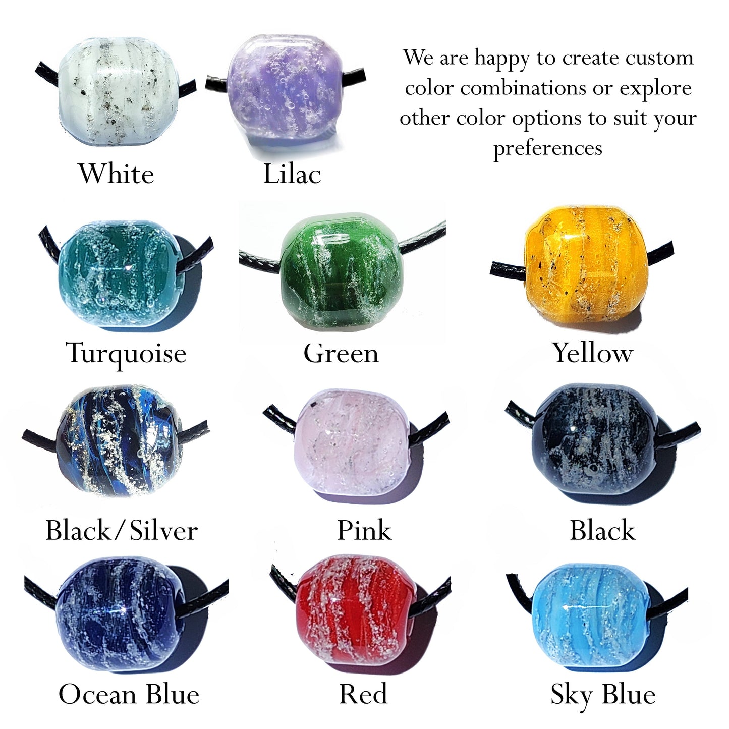 Remembrance Beads - Handmade Borosilicate Glass Cremation Jewelry Beads-Cremation Beads-DragonFire Glass-Black and Silver-DragonFire Glass Cremation Jewelry