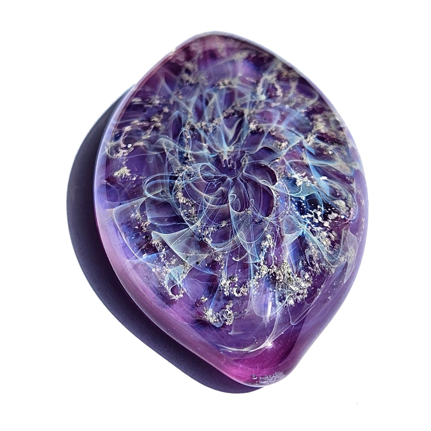 Galaxy Cremation Touchstone | Memorial Glass Keepsake with Ashes in purple and blue tones, featuring a swirling galaxy design for remembrance.