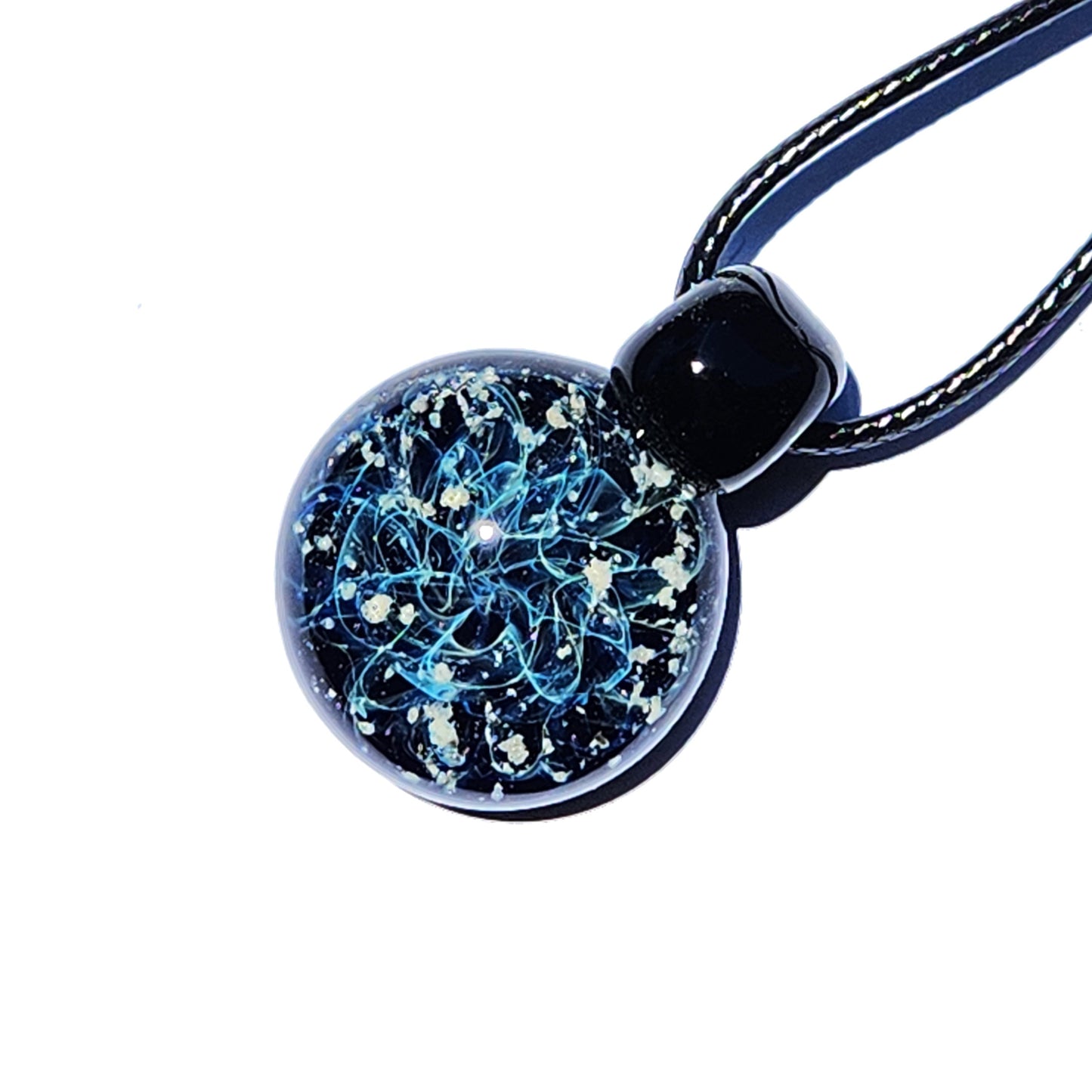 Galaxy Mini Glass Cremation Pendant Infused with Ashes-Cremation Pendant-DragonFire Glass-Black-DragonFire Glass Cremation Jewelry