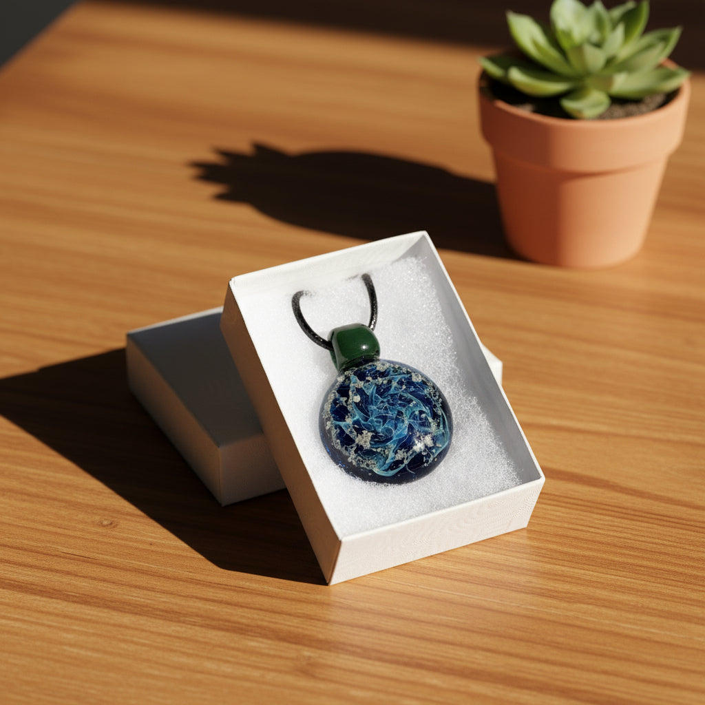 Glass Cremation Jewelry - Galaxy - Original-Cremation pendant-DragonFire Glass-Black-DragonFire Glass Cremation Jewelry
