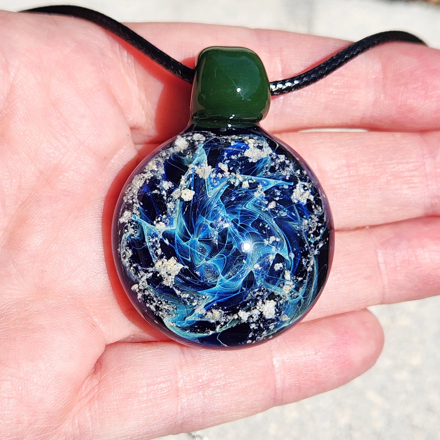Glass Cremation Jewelry - Galaxy - Original-Cremation pendant-DragonFire Glass-White-DragonFire Glass Cremation Jewelry