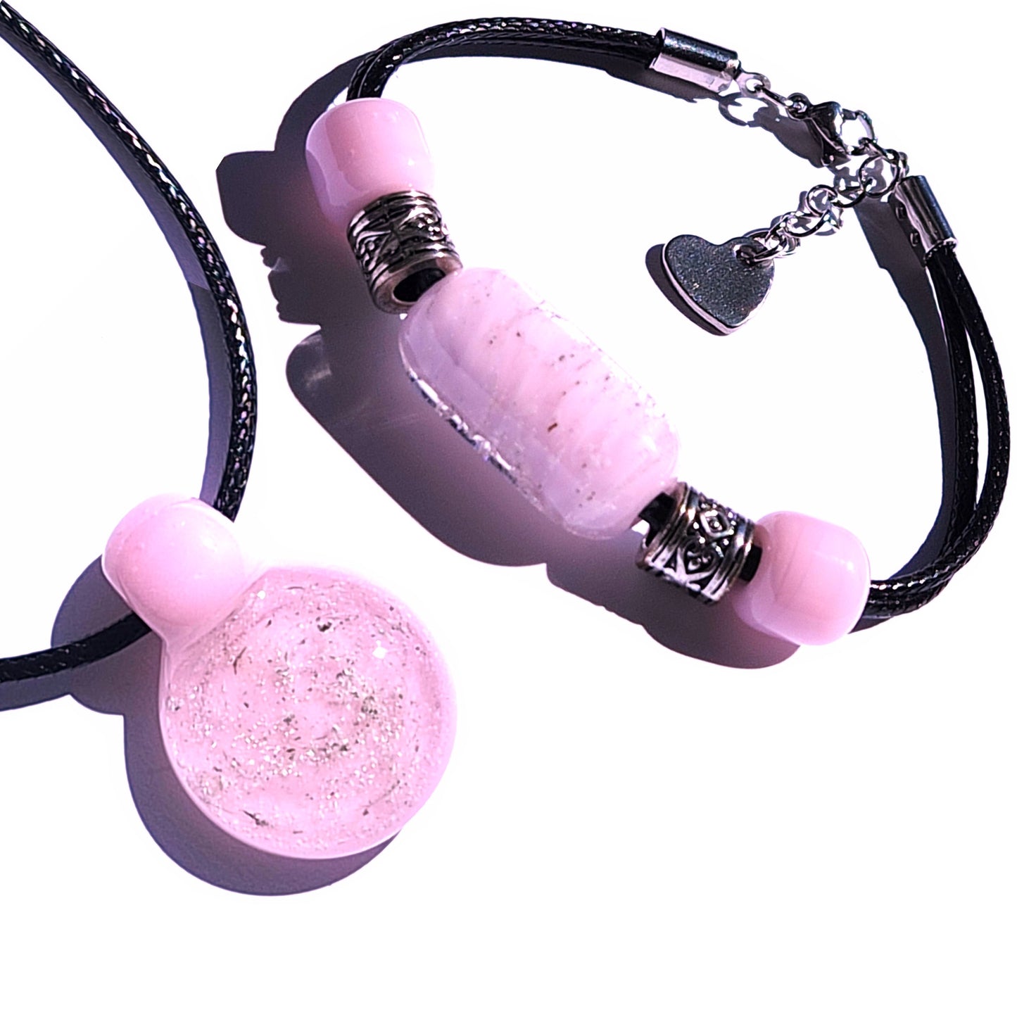 Handmade Memorial Jewelry - Cremation Pendant & Bracelet Set-Cremation Sets-DragonFire Glass-DragonFire Glass Cremation Jewelry