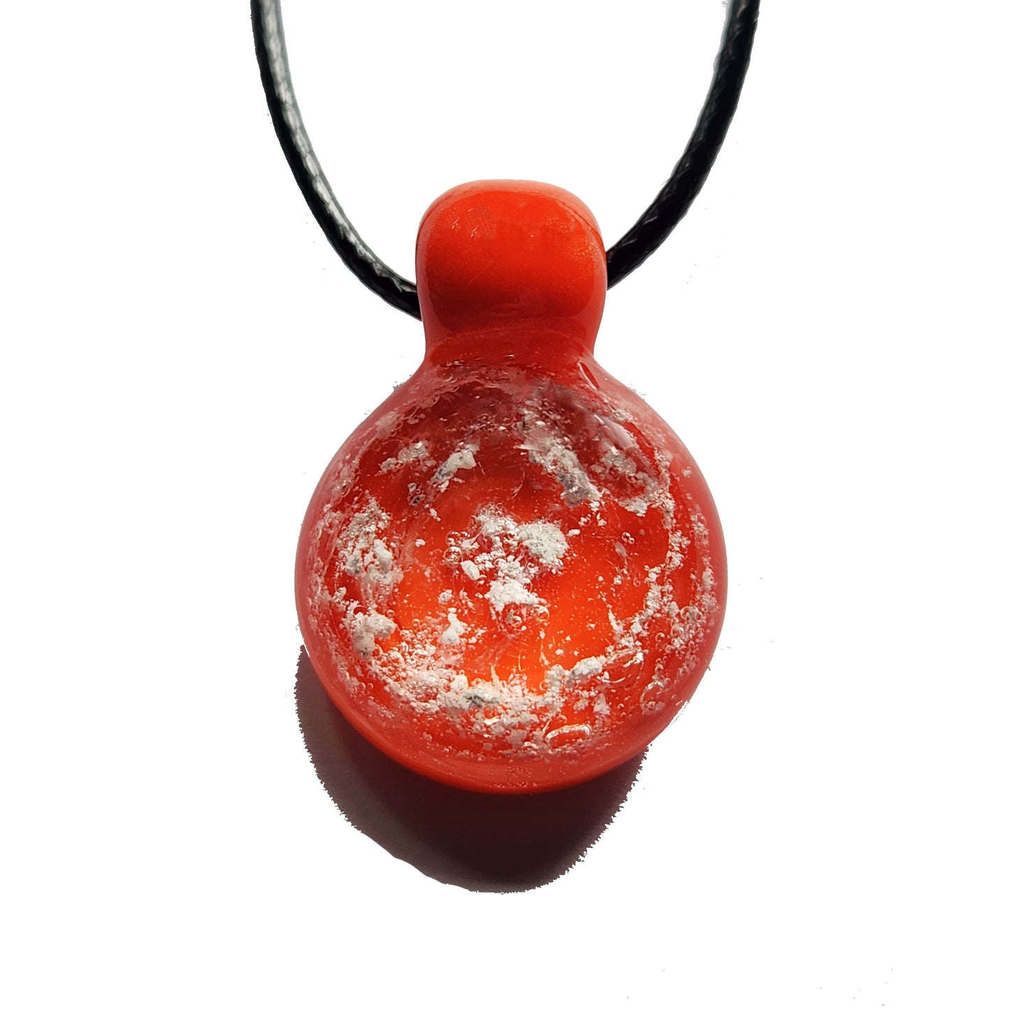 Starred Night - Cremation Pendant Necklace in vibrant red glass infused with ashes on adjustable black cord