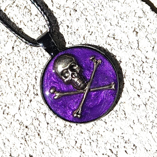 The Skull and Crossbones Cremation Pendant-Cremation Pendant-DragonFire Glass-Silver-Purple-DragonFire Glass Cremation Jewelry