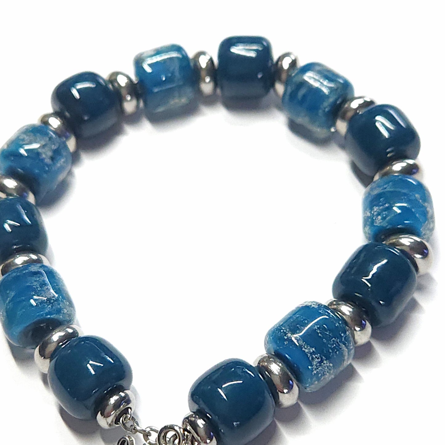 Eternal Cremation Bracelet With 6 Ash Beads - Silver
