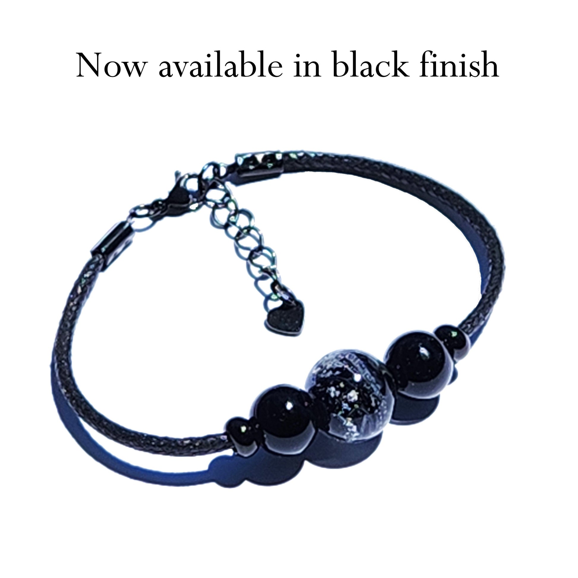 Cremation Jewelry Bracelet - Forever Close-Cremation Bracelet-DragonFire Glass-Sky Blue-Silver-DragonFire Glass Cremation Jewelry