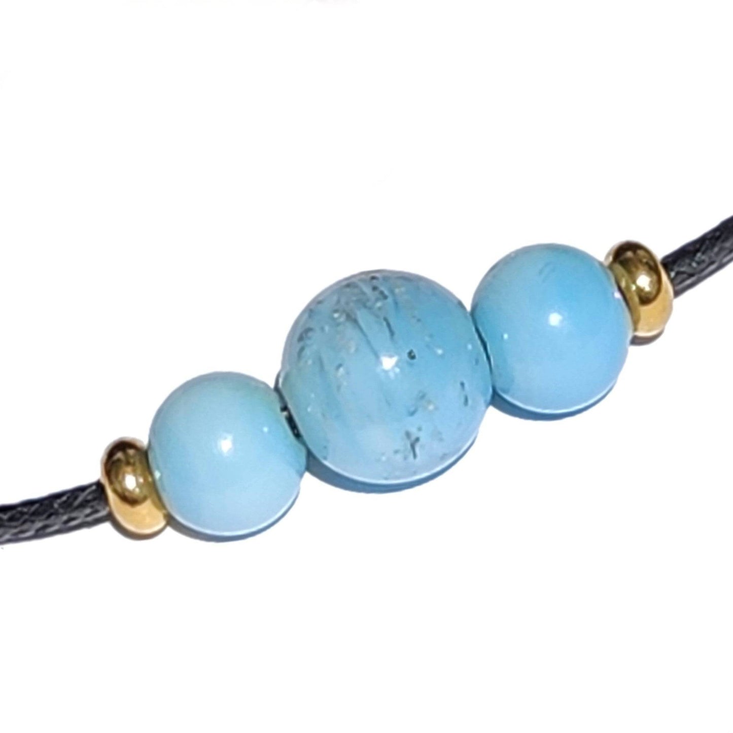 Turquoise Forever Close Ashes Necklace with ash-infused center bead and gold accents. Personalized cremation jewelry.
