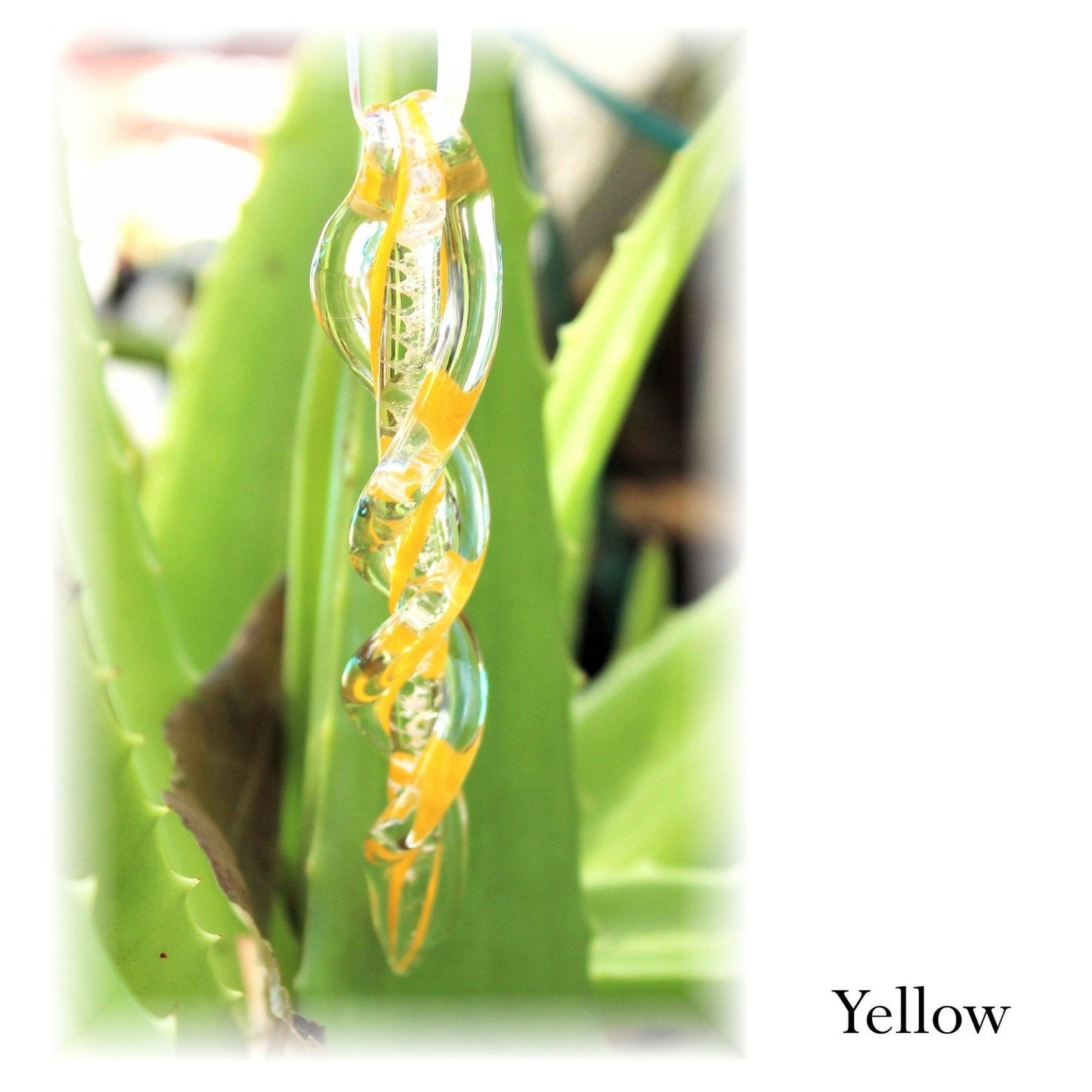 Frozen in Time-Icicles-DragonFire Glass-Yellow-DragonFire Cremation Jewelry