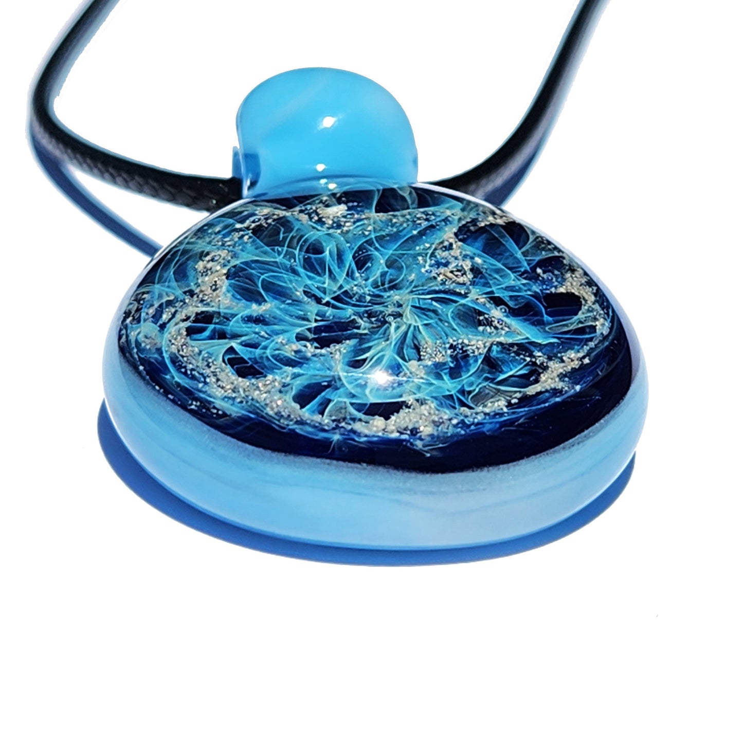 Galaxy Mini Glass Cremation Pendant Infused with Ashes-Cremation Pendant-DragonFire Glass-Black-DragonFire Glass Cremation Jewelry