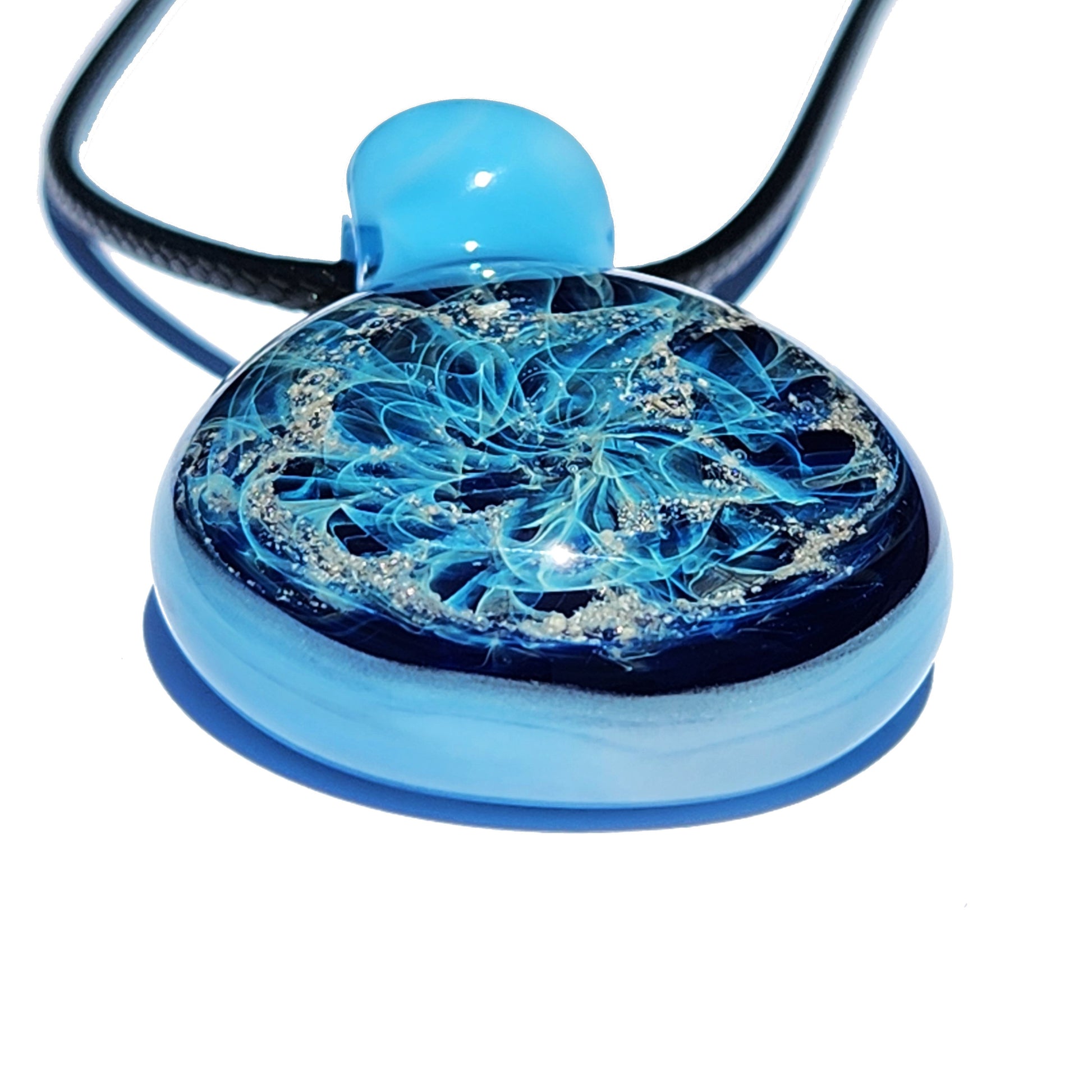 Galaxy Mini Glass Cremation Pendant Infused with Ashes-Cremation Pendant-DragonFire Glass-Black-DragonFire Glass Cremation Jewelry
