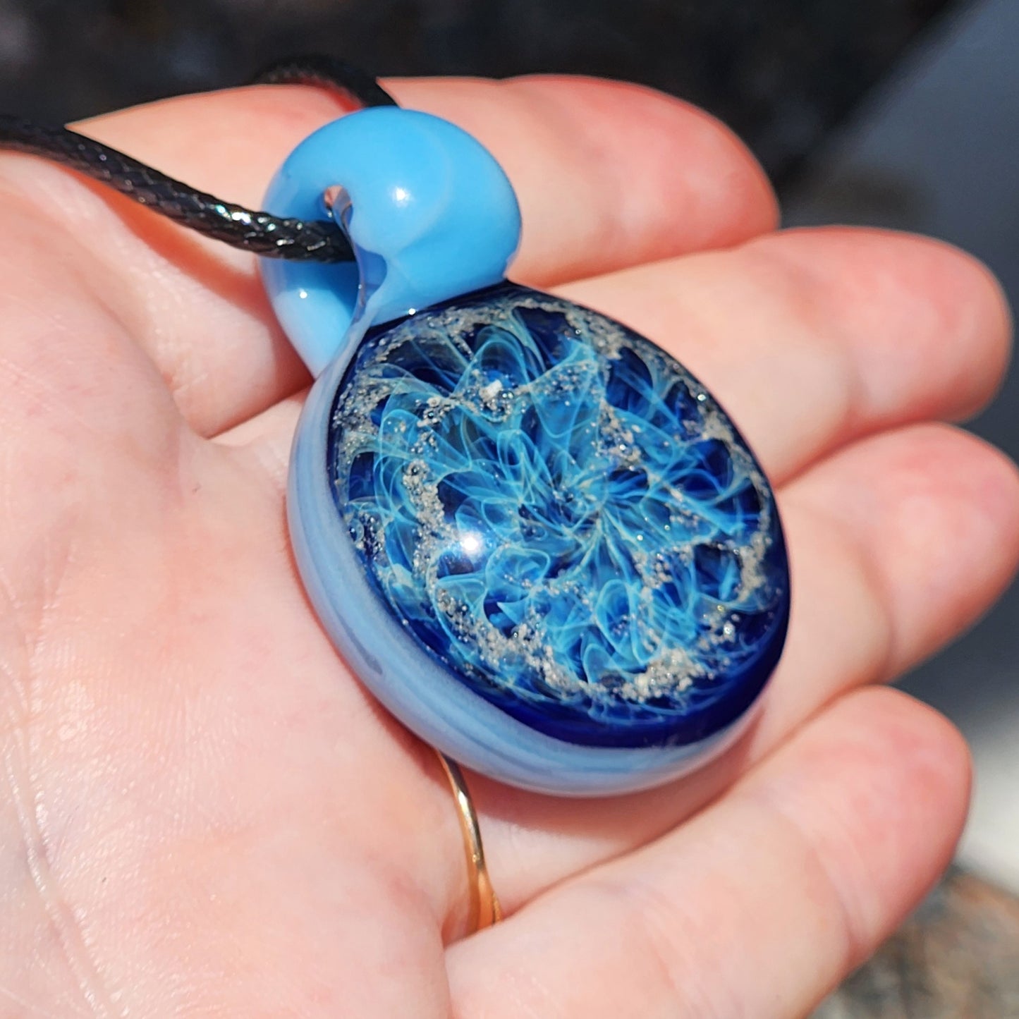 Galaxy Mini Glass Cremation Pendant Infused with Ashes-Cremation Pendant-DragonFire Glass-Black-DragonFire Glass Cremation Jewelry