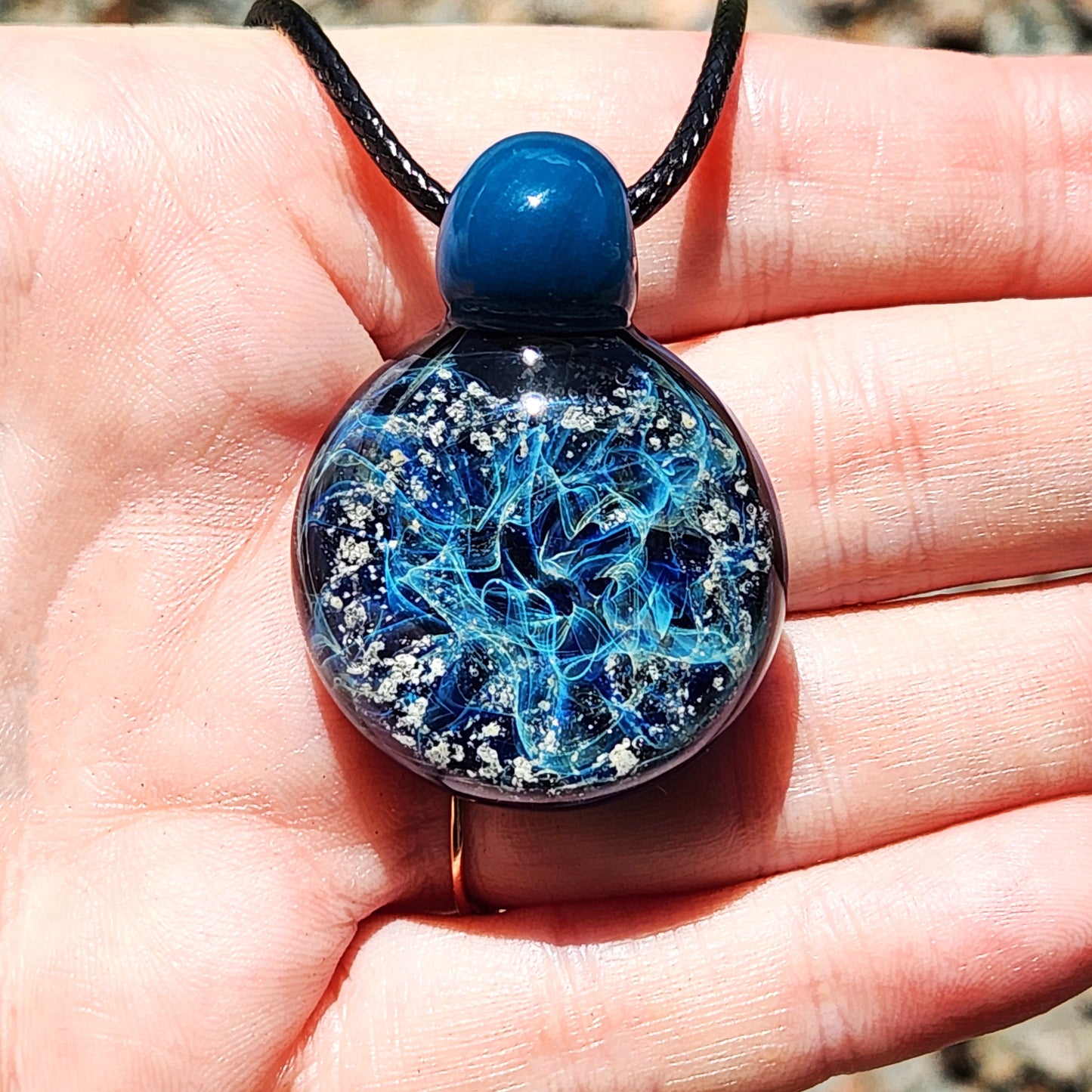 Galaxy Mini Glass Cremation Pendant Infused with Ashes-Cremation Pendant-DragonFire Glass-Black-DragonFire Glass Cremation Jewelry