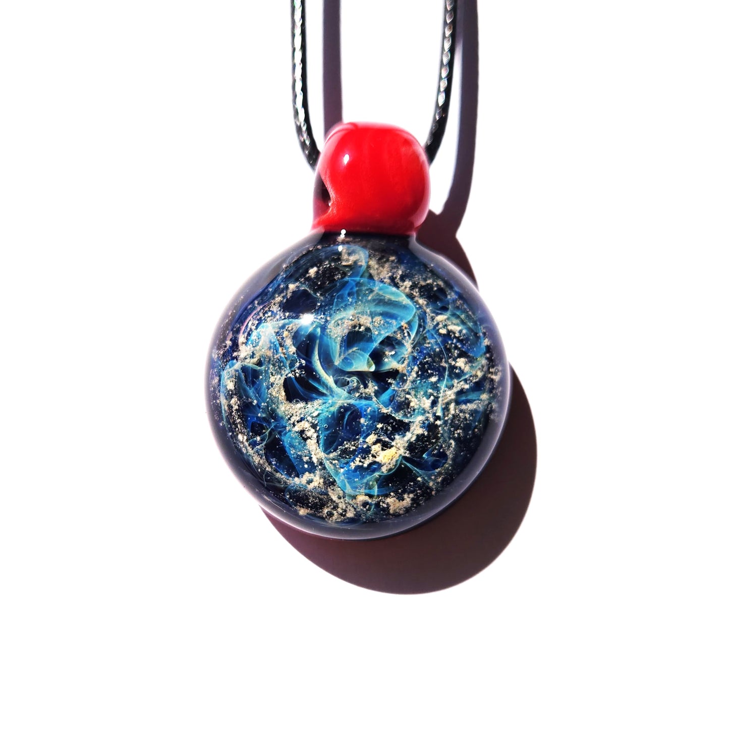 Galaxy Mini Glass Cremation Pendant Infused with Ashes-Cremation Pendant-DragonFire Glass-Black-DragonFire Glass Cremation Jewelry