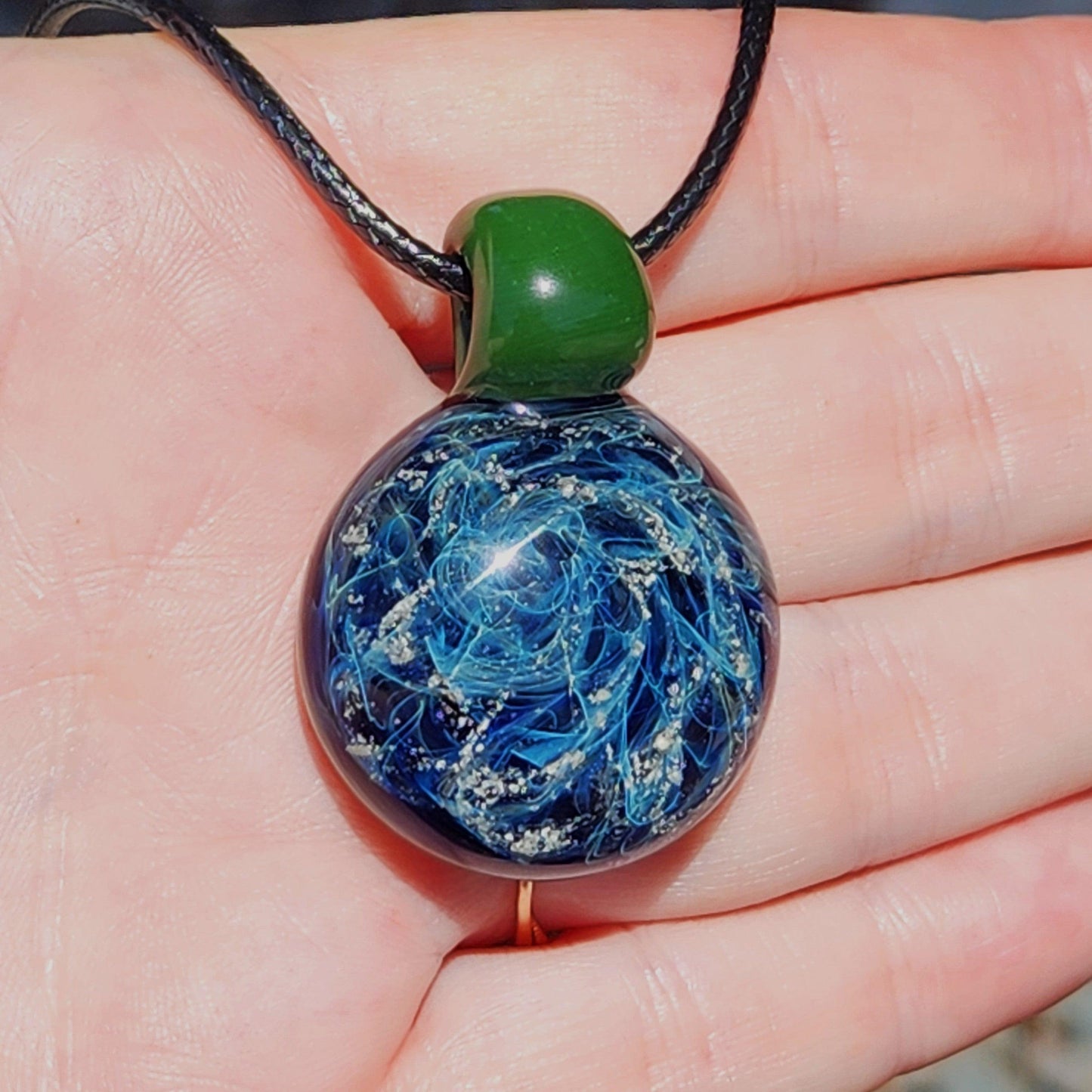 Galaxy Mini Glass Cremation Pendant Infused with Ashes-Cremation Pendant-DragonFire Glass-Black-DragonFire Glass Cremation Jewelry