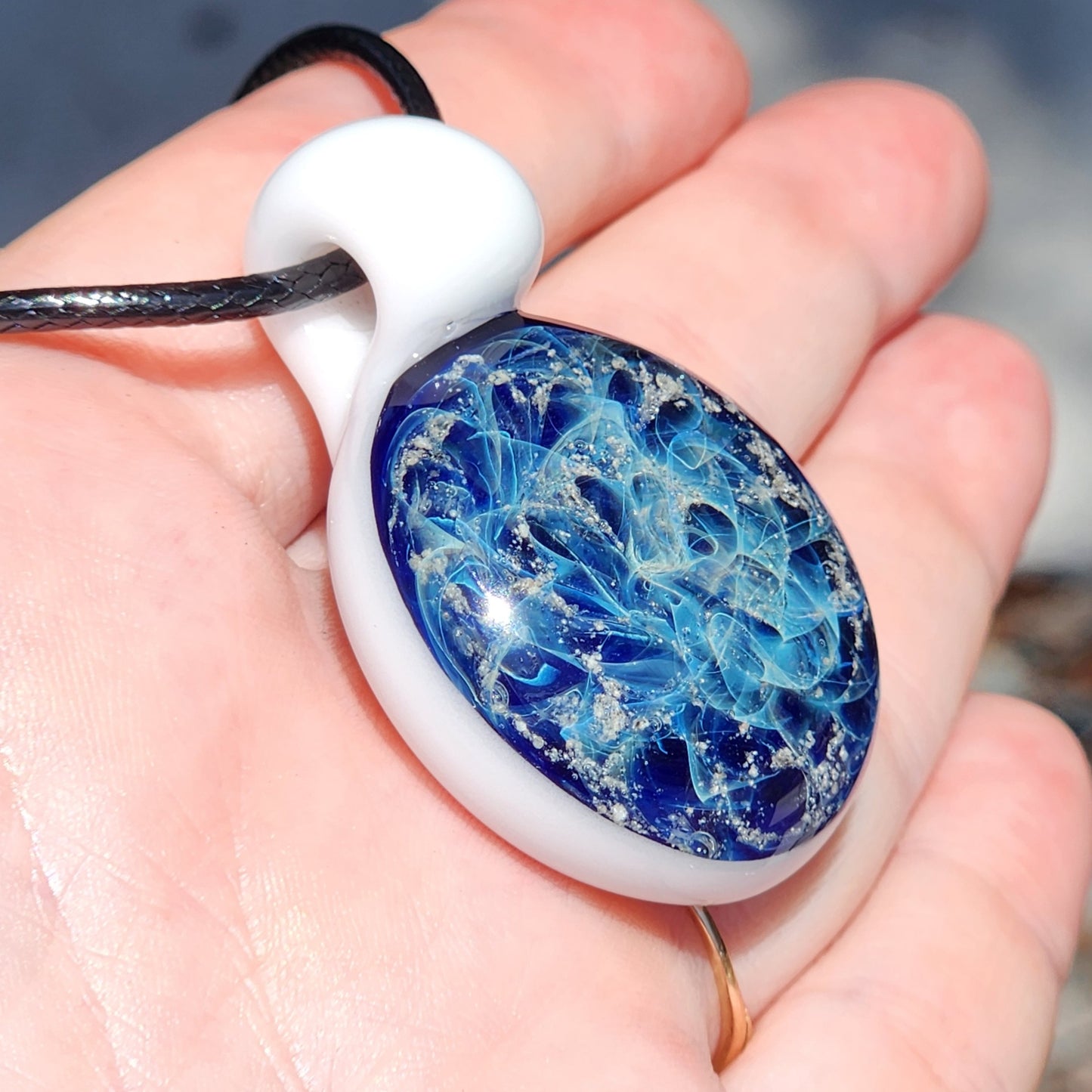 Galaxy Mini Glass Cremation Pendant Infused with Ashes-Cremation Pendant-DragonFire Glass-Black-DragonFire Glass Cremation Jewelry