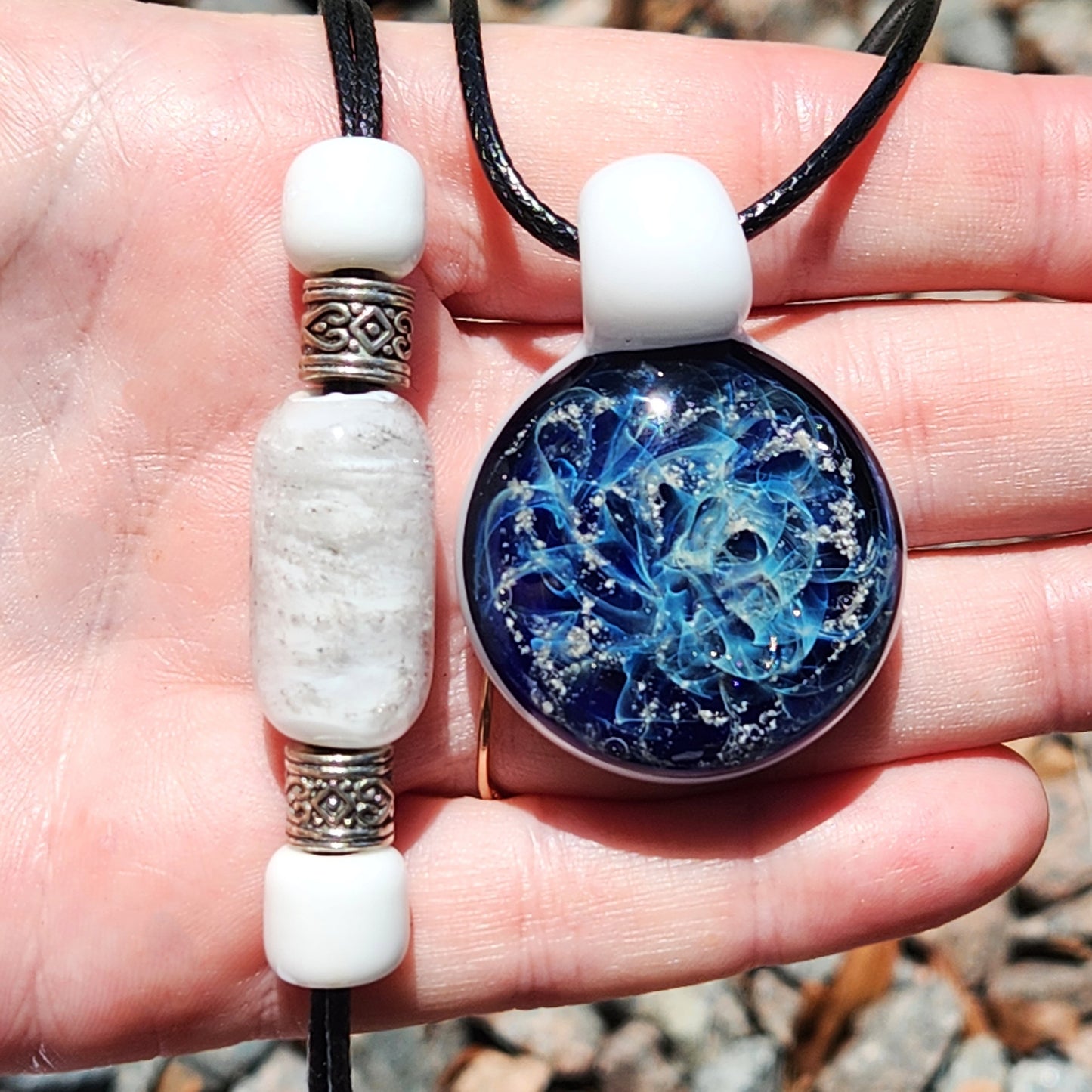 Cremation Jewelry Set – Pendant & Bracelet-Cremation Sets-DragonFire Glass-Black-DragonFire Glass Cremation Jewelry