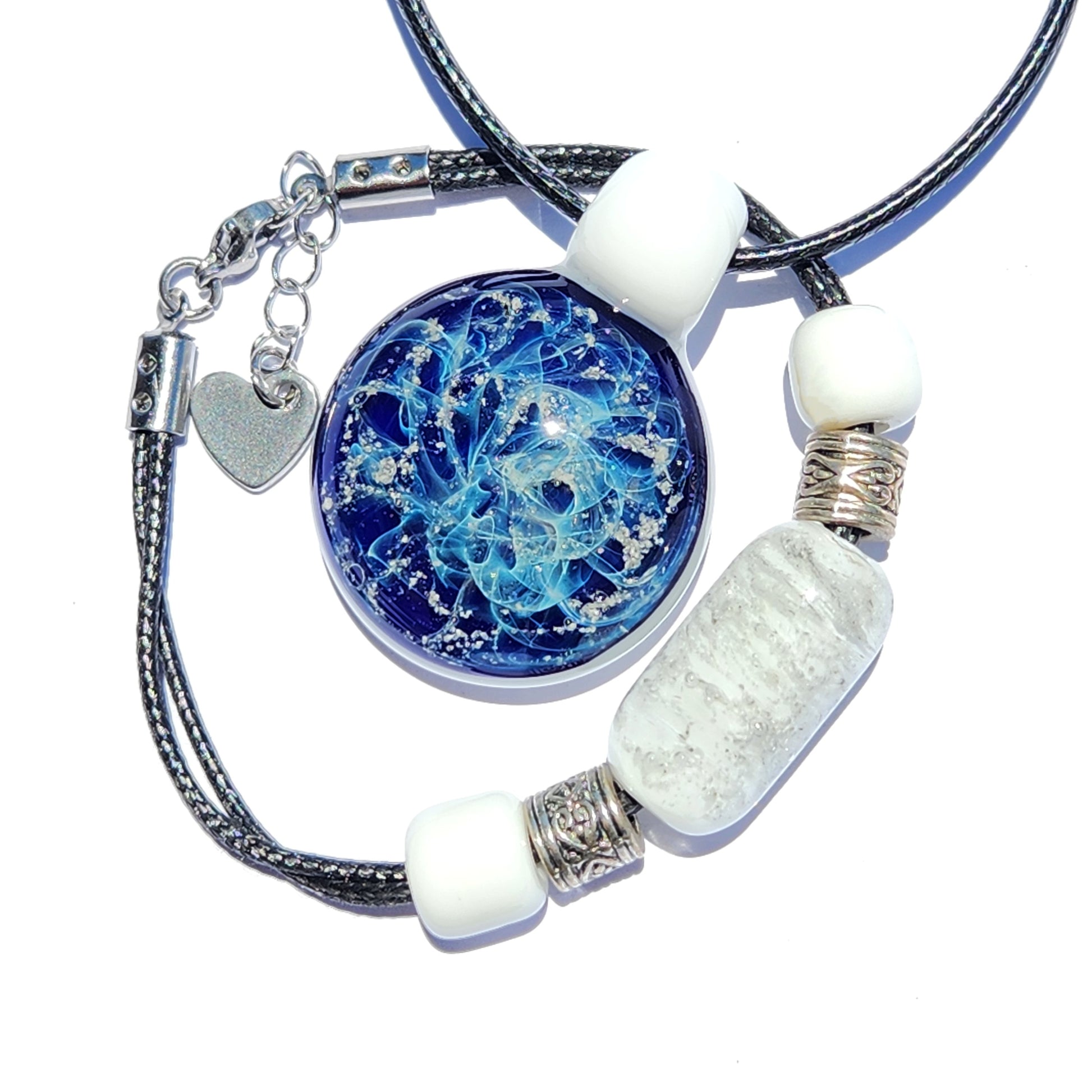 Cremation Jewelry Set – Pendant & Bracelet-Cremation Sets-DragonFire Glass-Black-DragonFire Glass Cremation Jewelry