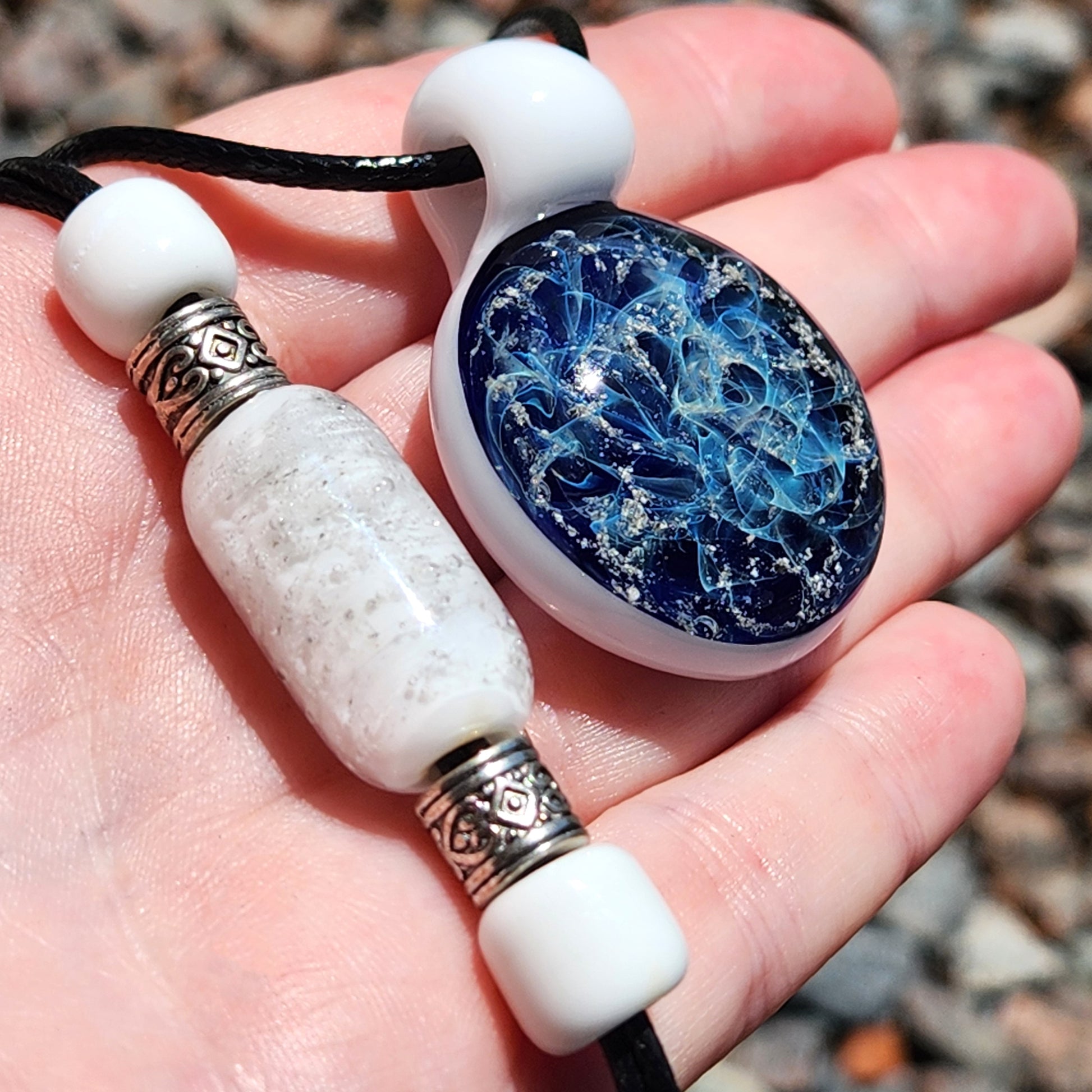 Cremation Jewelry Set – Pendant & Bracelet-Cremation Sets-DragonFire Glass-Black-DragonFire Glass Cremation Jewelry