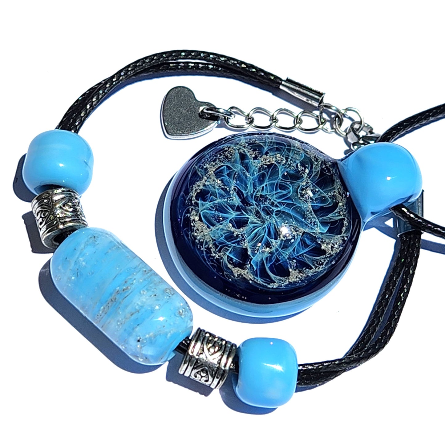 Cremation Jewelry Set – Pendant & Bracelet-Cremation Sets-DragonFire Glass-Black-DragonFire Glass Cremation Jewelry