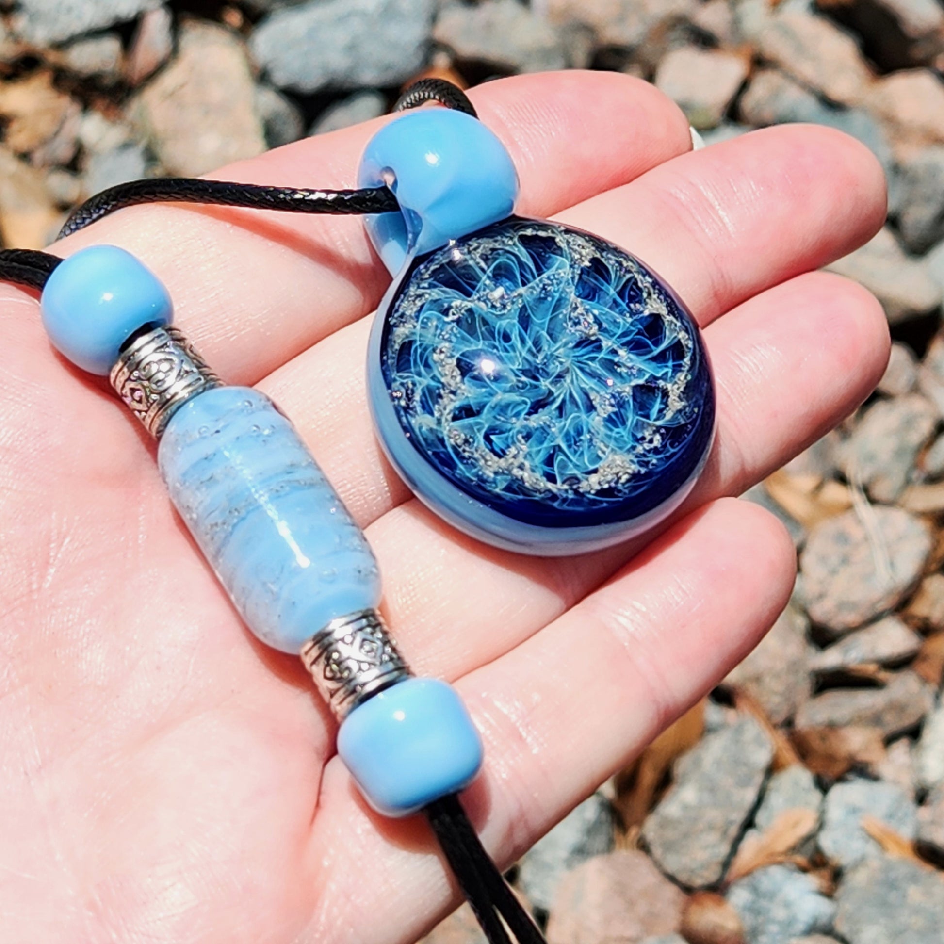 Cremation Jewelry Set – Pendant & Bracelet-Cremation Sets-DragonFire Glass-Black-DragonFire Glass Cremation Jewelry