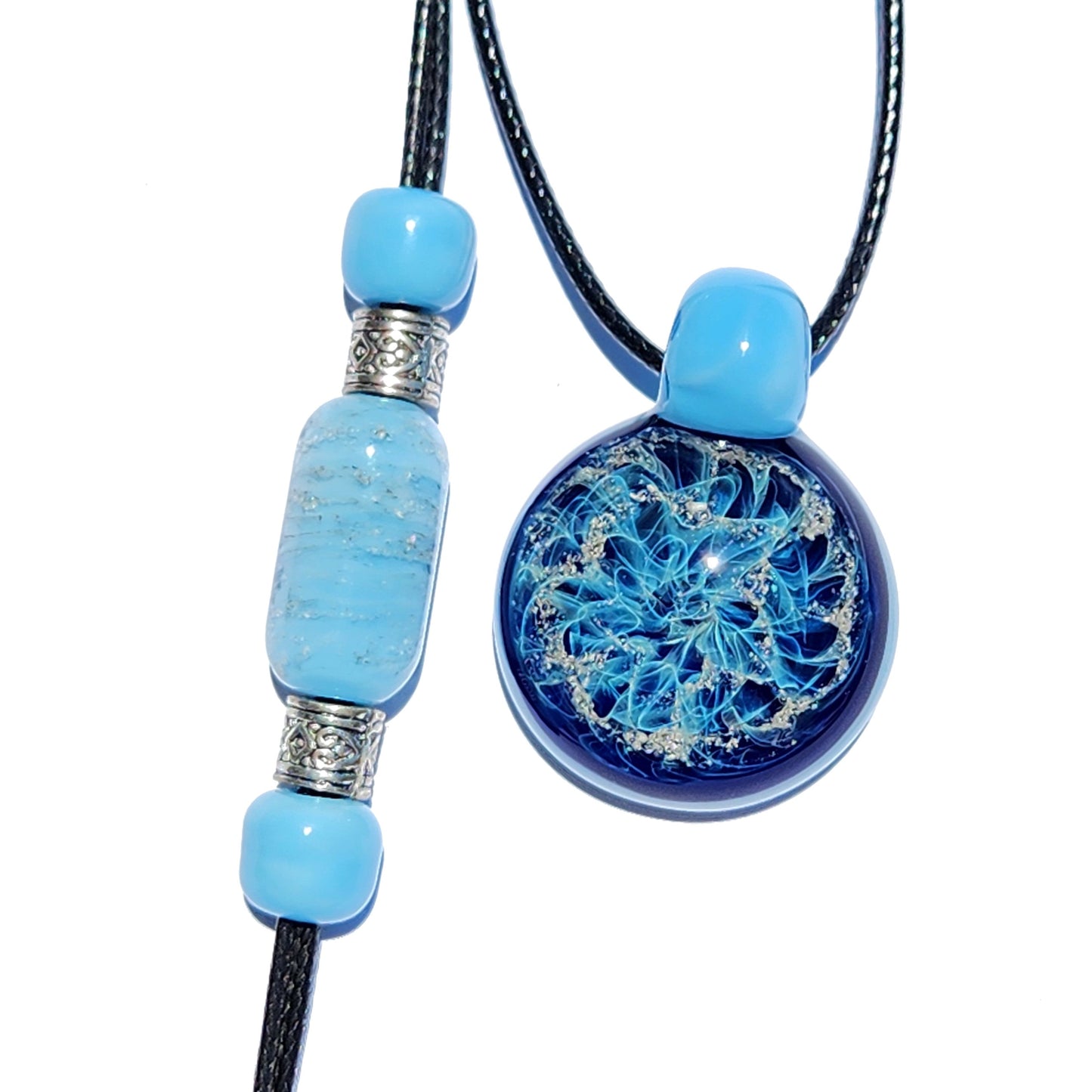 Cremation Jewelry Set – Pendant & Bracelet-Cremation Sets-DragonFire Glass-Black-DragonFire Glass Cremation Jewelry