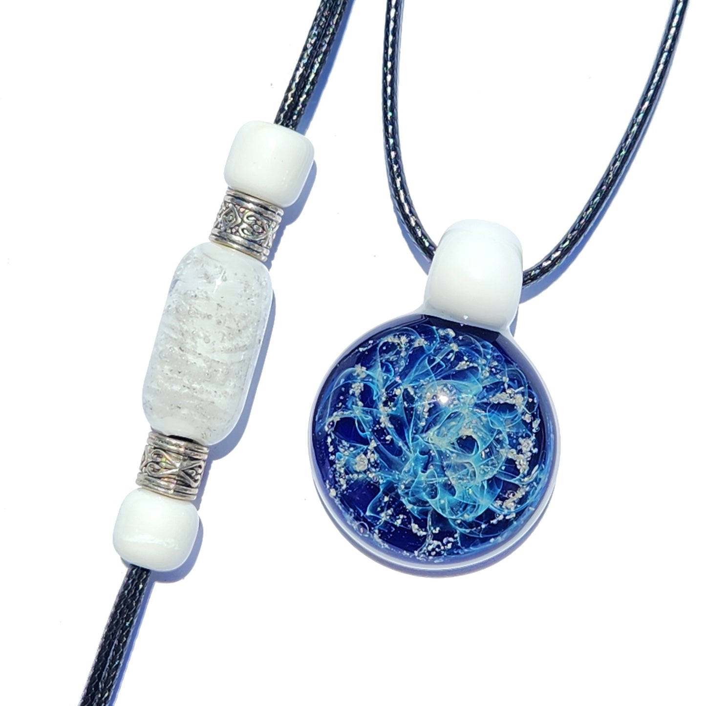 Cremation Jewelry Set – Pendant & Bracelet-Cremation Sets-DragonFire Glass-Black-DragonFire Glass Cremation Jewelry