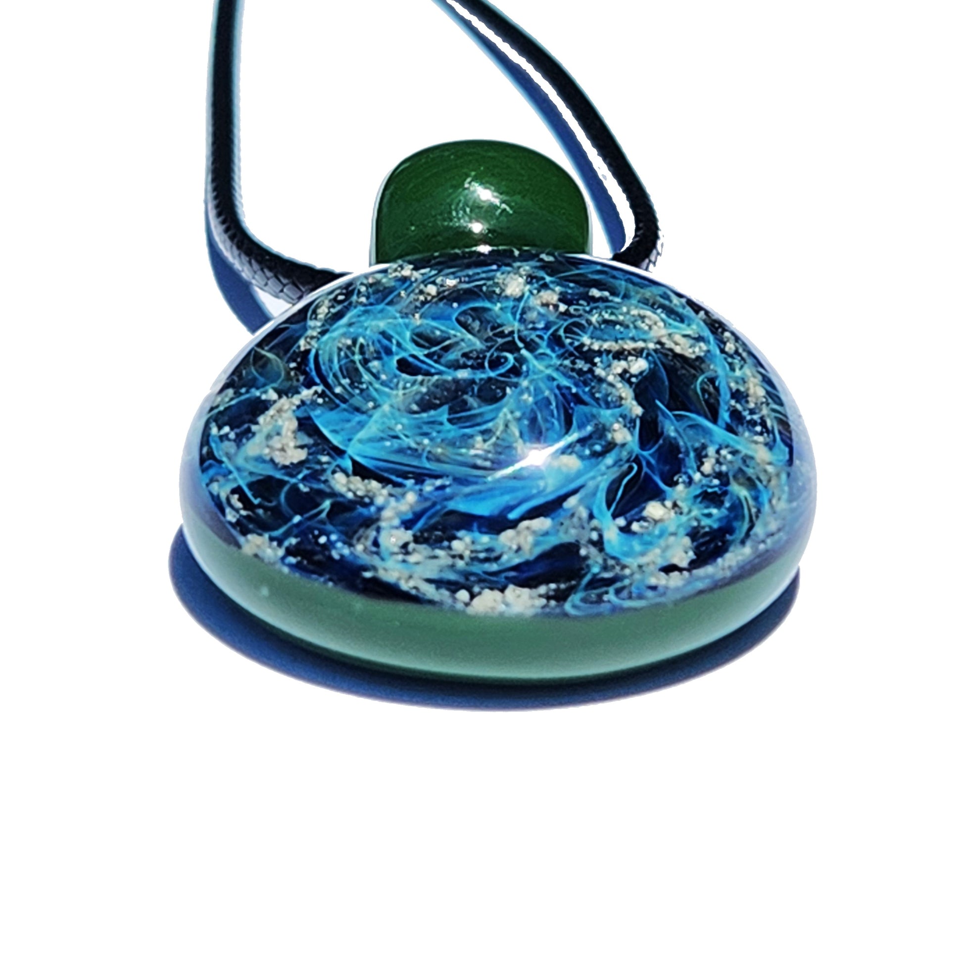 Galaxy Mini Glass Cremation Pendant Infused with Ashes-Cremation Pendant-DragonFire Glass-Black-DragonFire Glass Cremation Jewelry