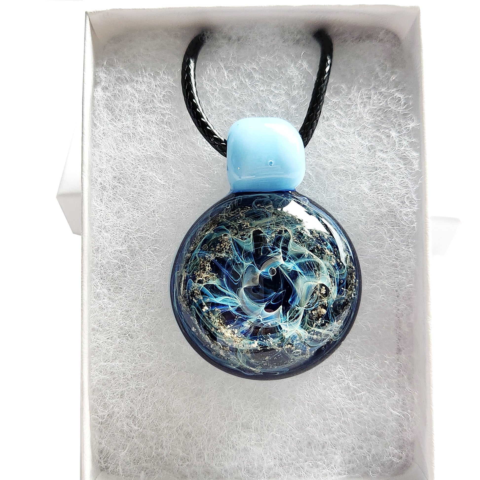 Galaxy Mini Glass Cremation Pendant Infused with Ashes-Cremation Pendant-DragonFire Glass-Black-DragonFire Glass Cremation Jewelry