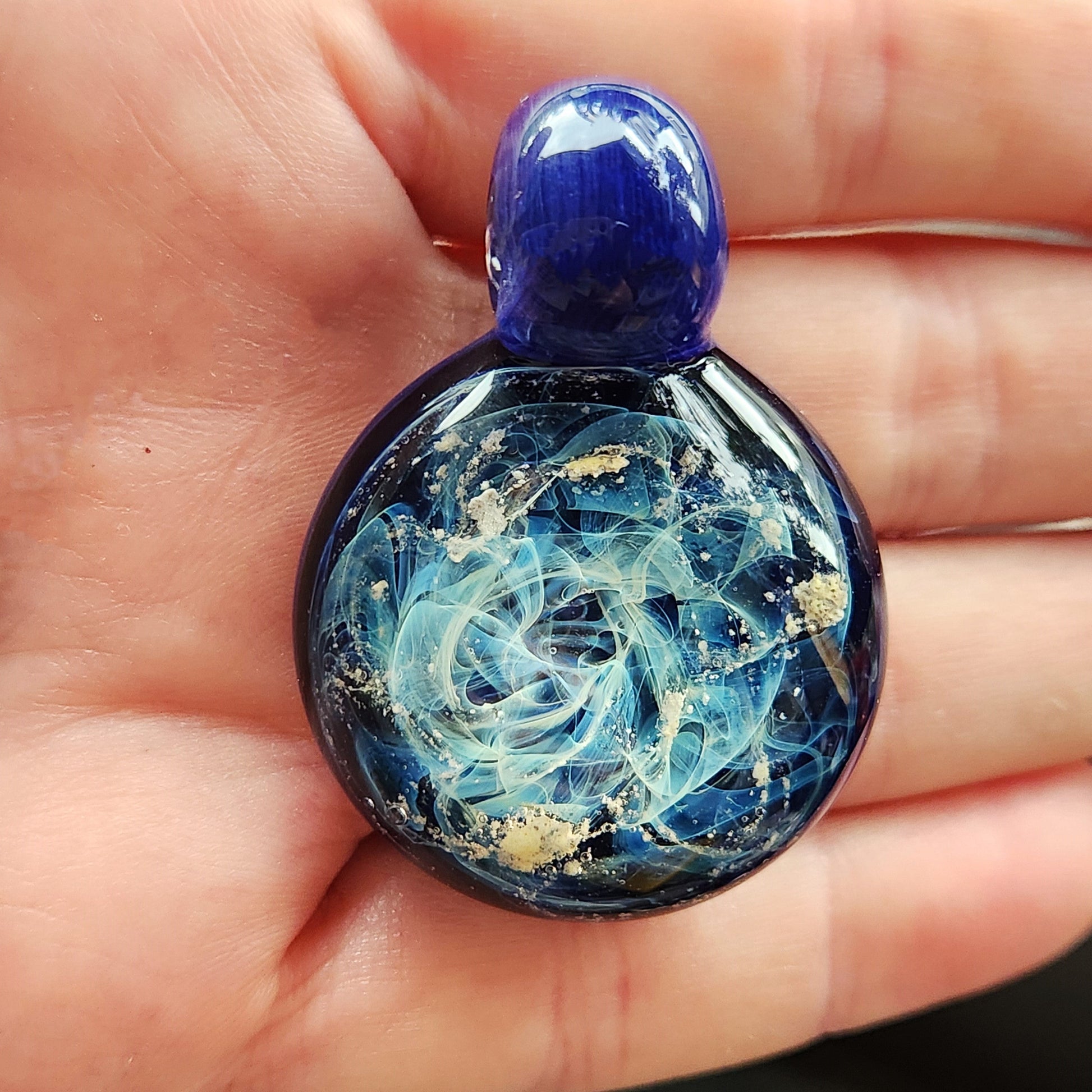 Galaxy Mini Glass Cremation Pendant Infused with Ashes