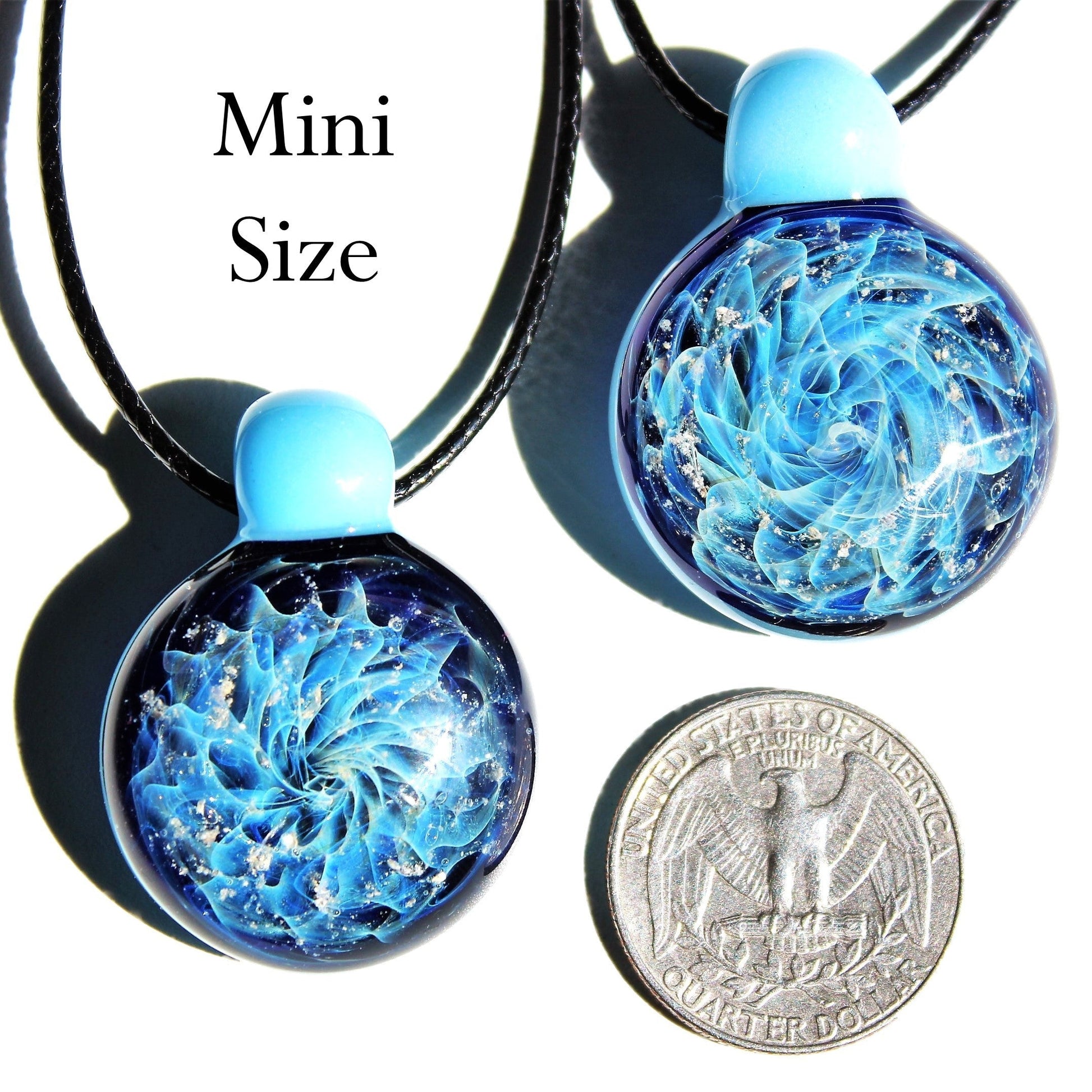 Galaxy Mini Glass Cremation Pendant Infused with Ashes