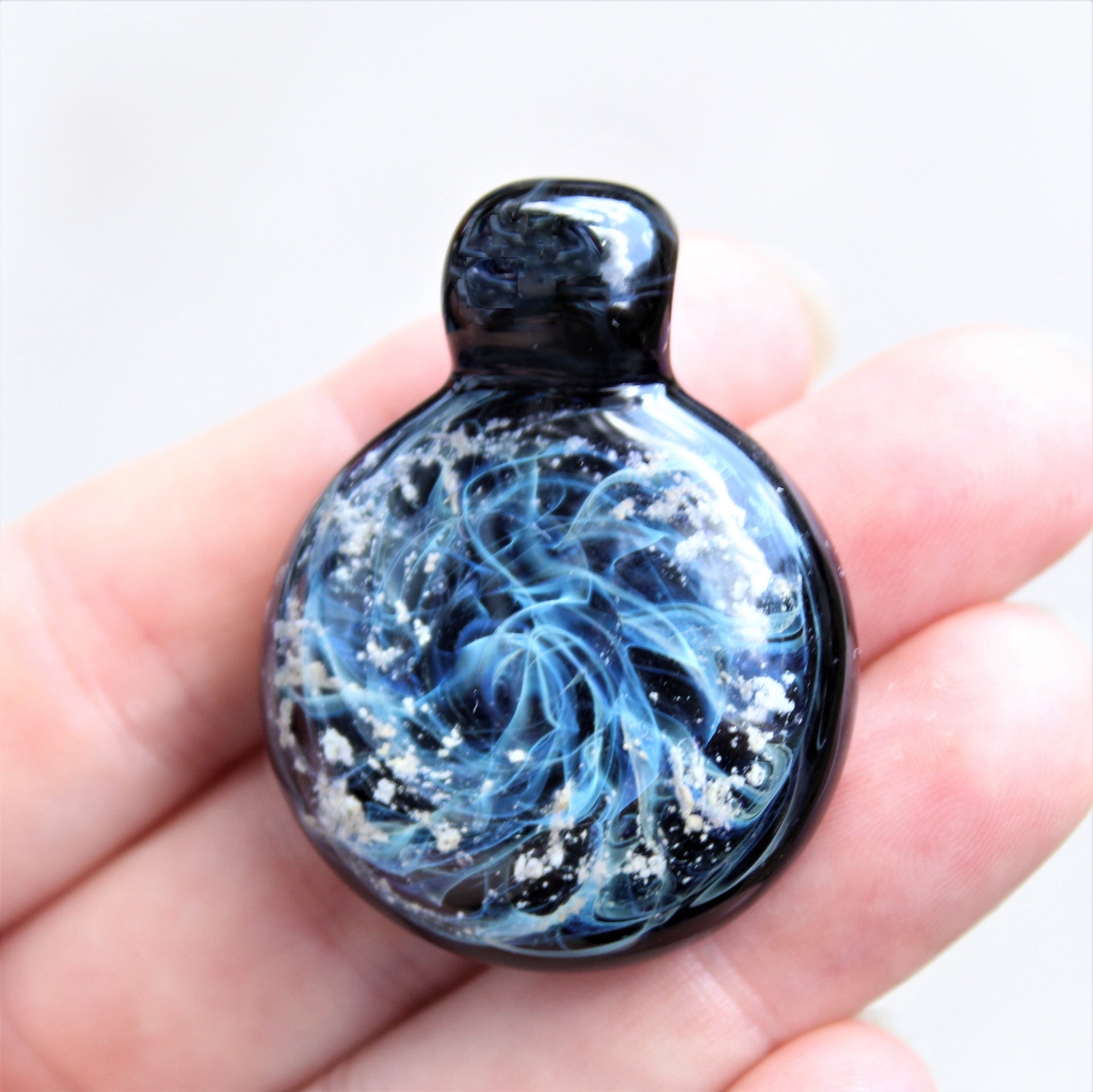 Galaxy Mini Glass Cremation Pendant Infused with Ashes-Cremation Pendant-DragonFire Glass-Black-DragonFire Glass Cremation Jewelry