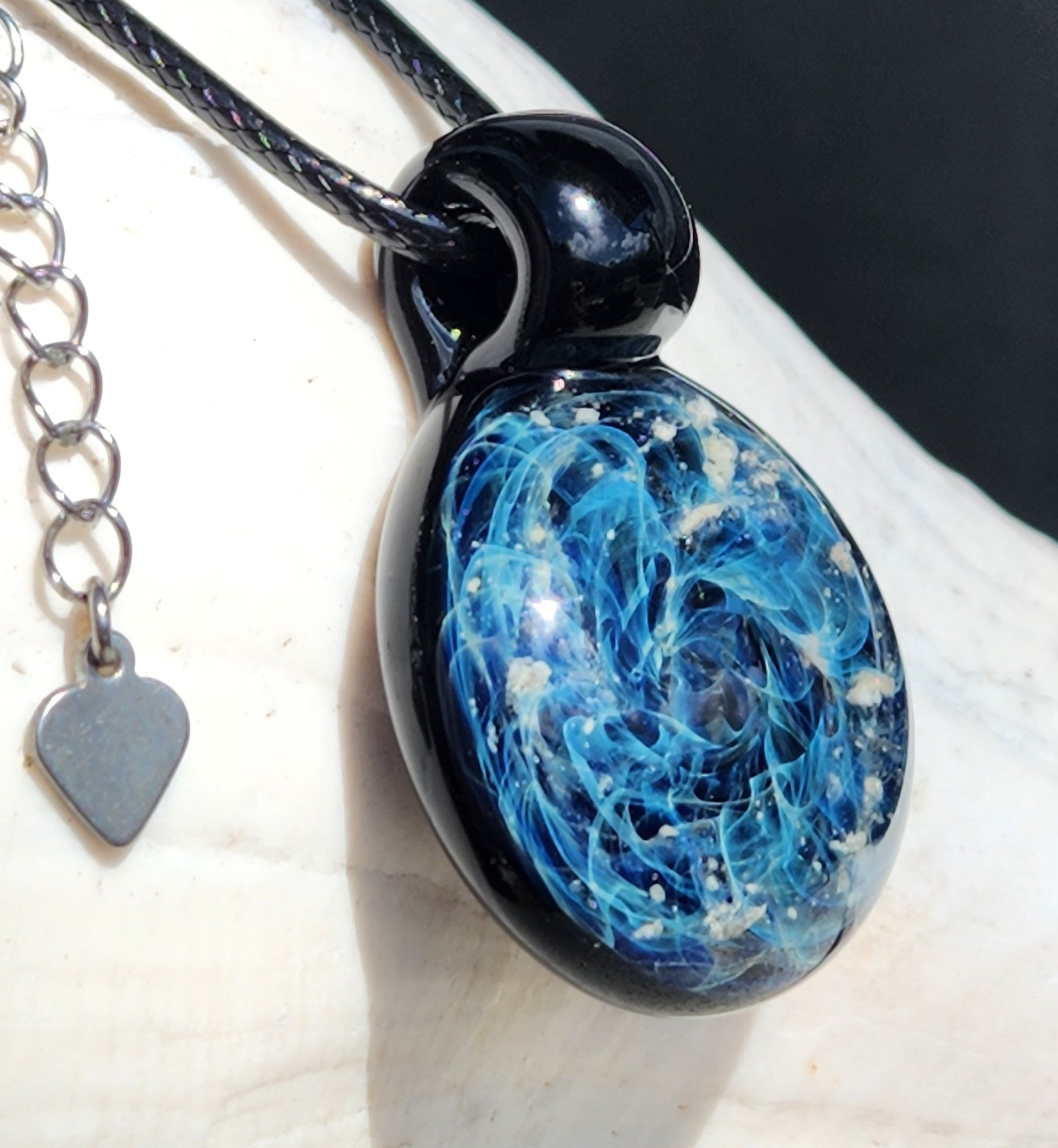 Galaxy Mini Glass Cremation Pendant Infused with Ashes-Cremation Pendant-DragonFire Glass-Black-DragonFire Glass Cremation Jewelry