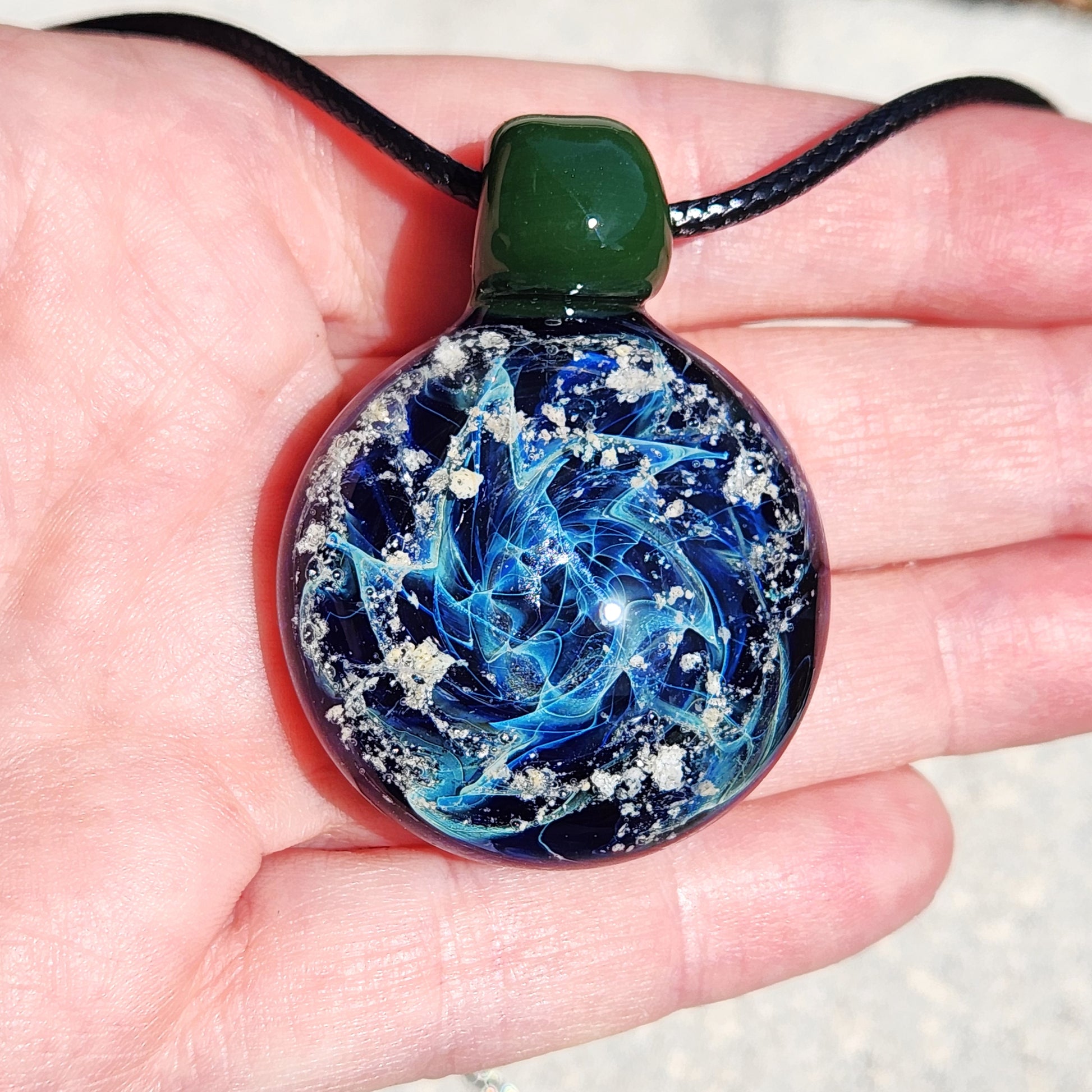 Glass Cremation Jewelry - Galaxy - Original-Cremation pendant-DragonFire Glass-White-DragonFire Glass Cremation Jewelry