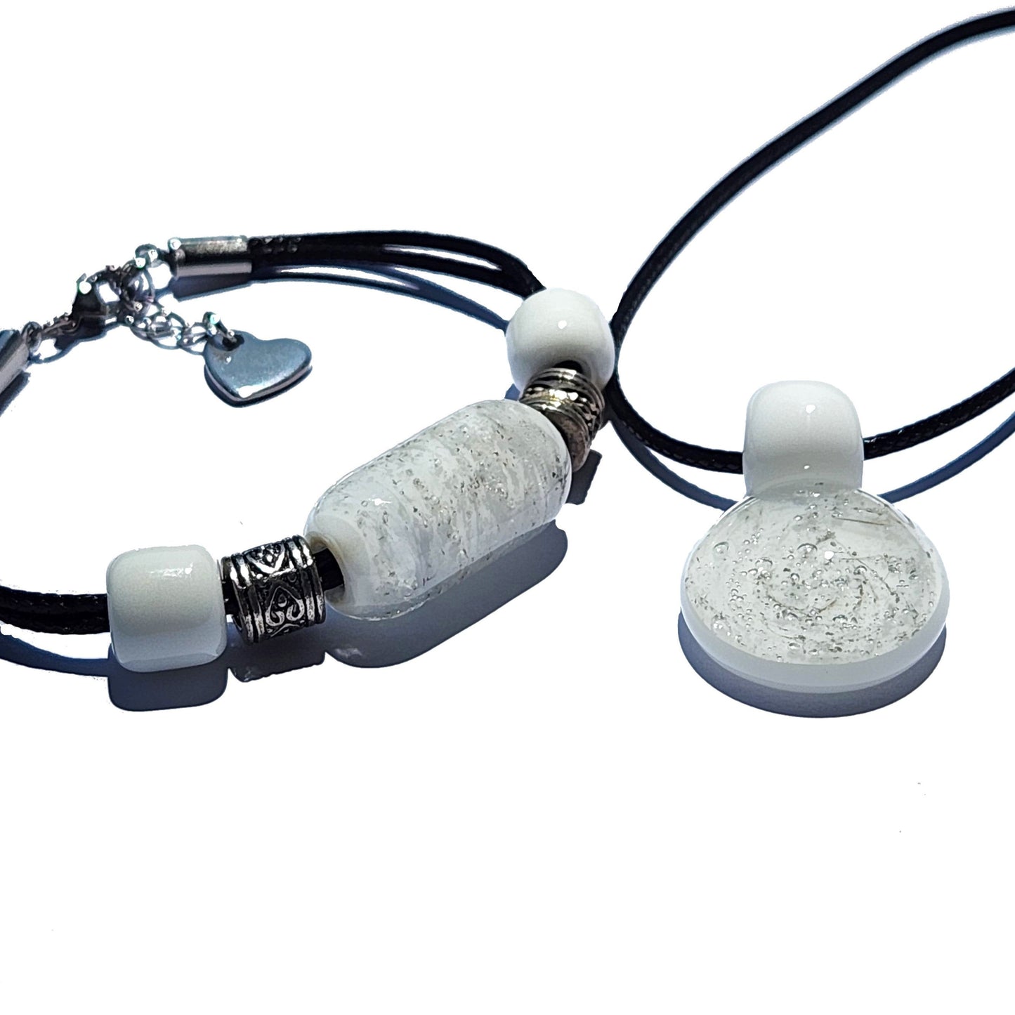 Handmade Cremation Jewelry - Memorial Pendant & Bracelet Set-Cremation Sets-DragonFire Glass-DragonFire Glass Cremation Jewelry