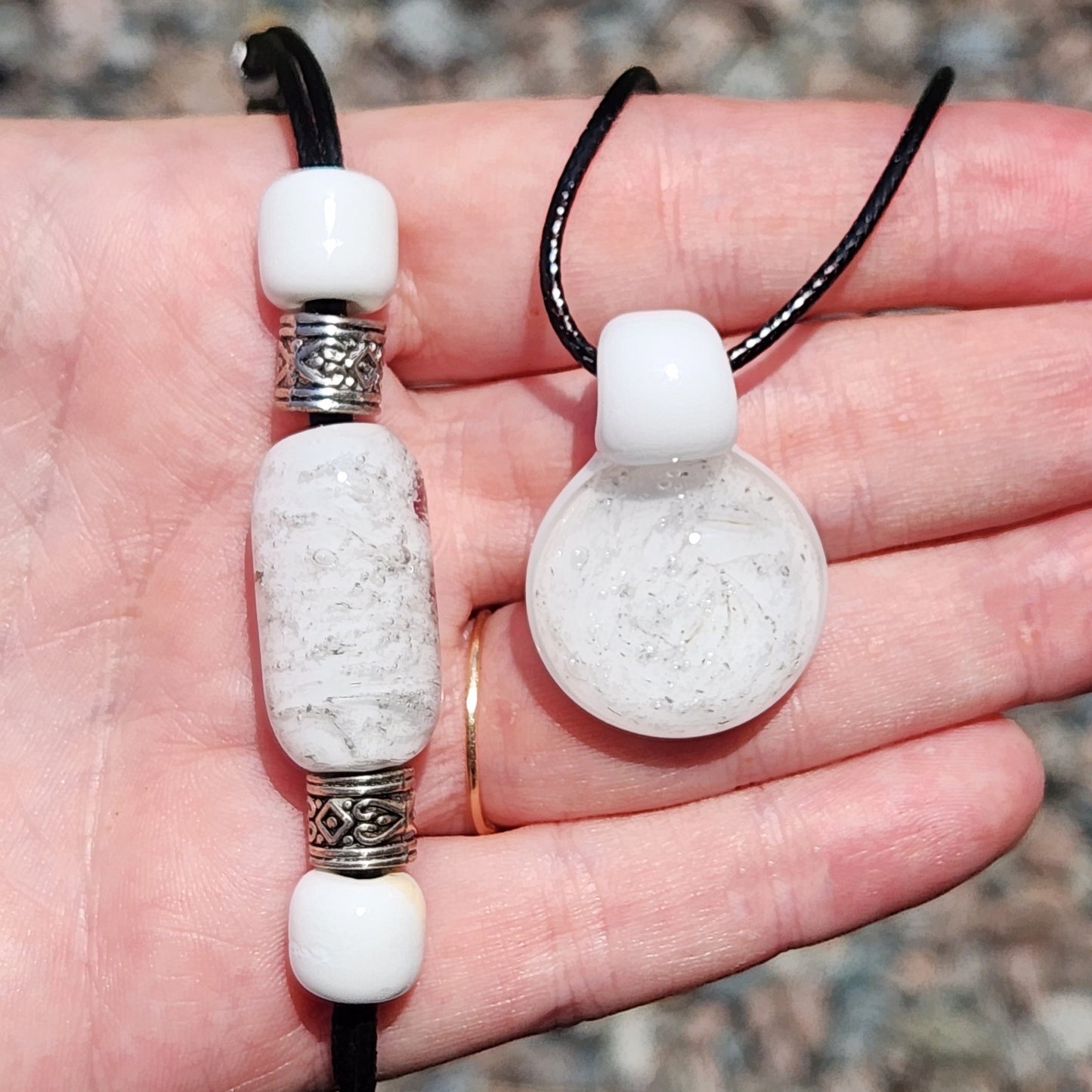 Handmade Cremation Jewelry - Memorial Pendant & Bracelet Set-Cremation Sets-DragonFire Glass-DragonFire Glass Cremation Jewelry