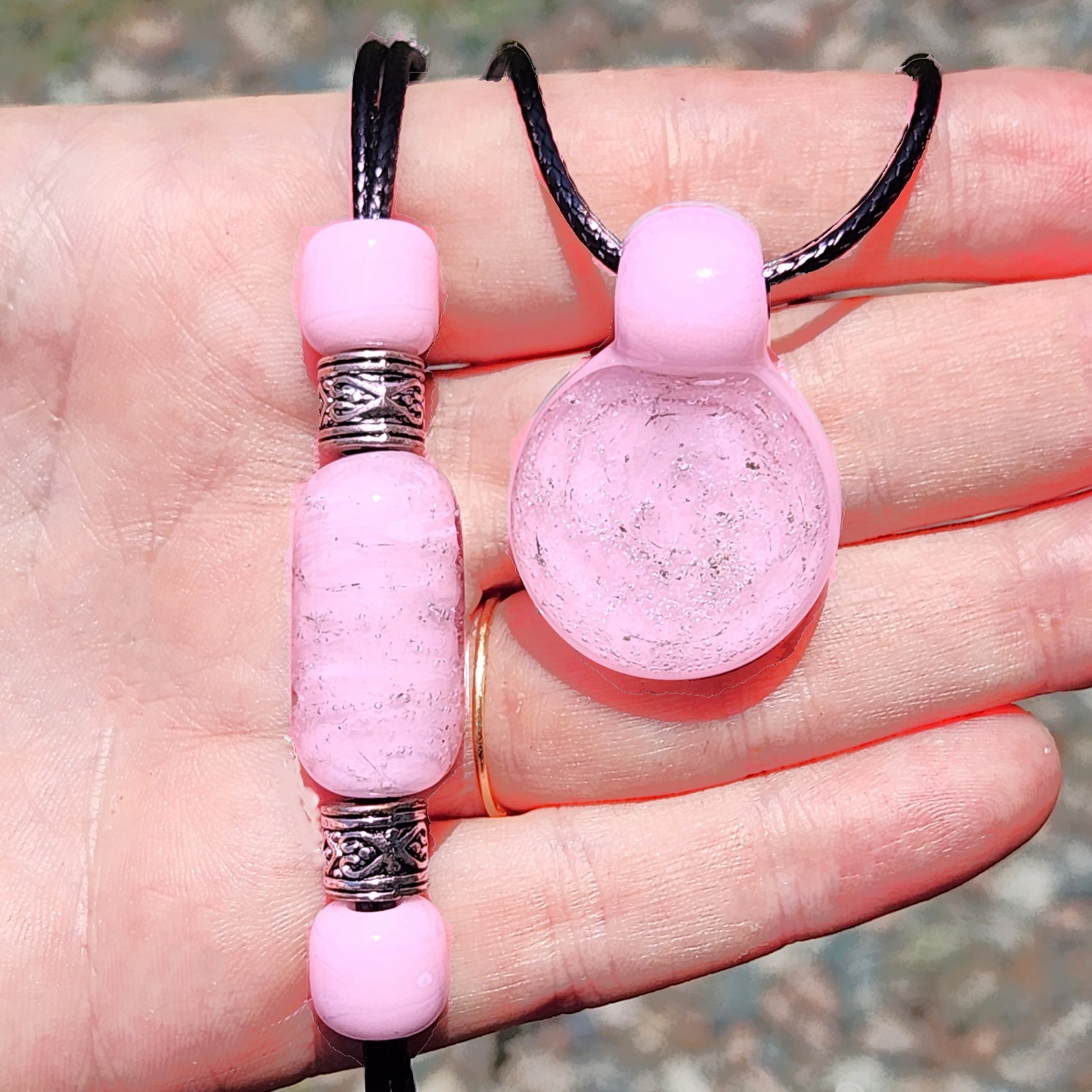 Handmade Memorial Jewelry - Cremation Pendant & Bracelet Set-Cremation Sets-DragonFire Glass-DragonFire Glass Cremation Jewelry