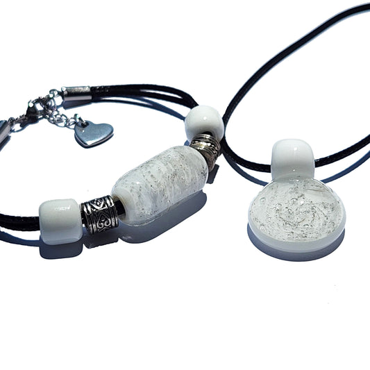 Handmade Cremation Jewelry - Memorial Pendant & Bracelet Set-Cremation Sets-DragonFire Glass-DragonFire Glass Cremation Jewelry