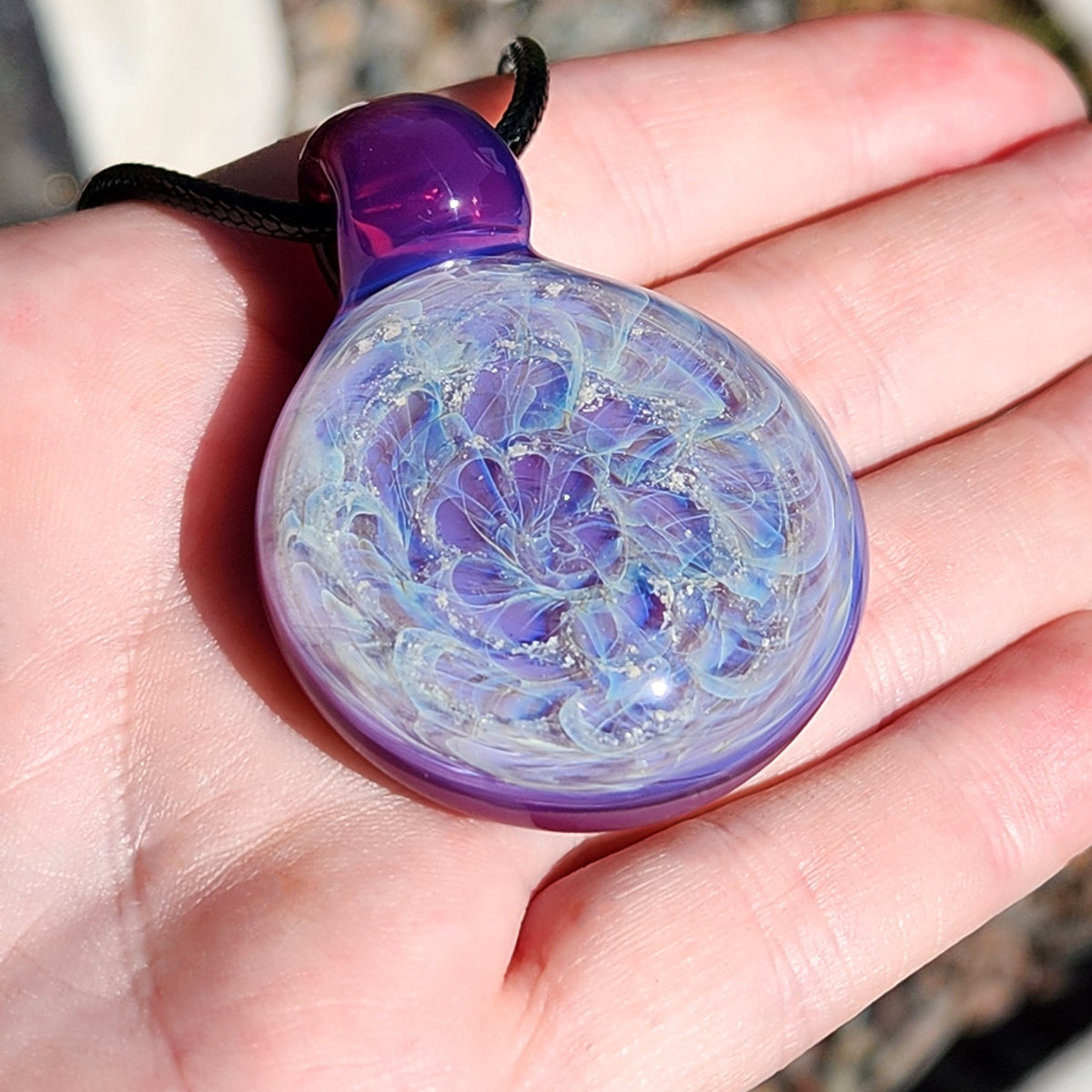 Purple Galaxy Cremation Pendant – Handmade Memorial Jewelry