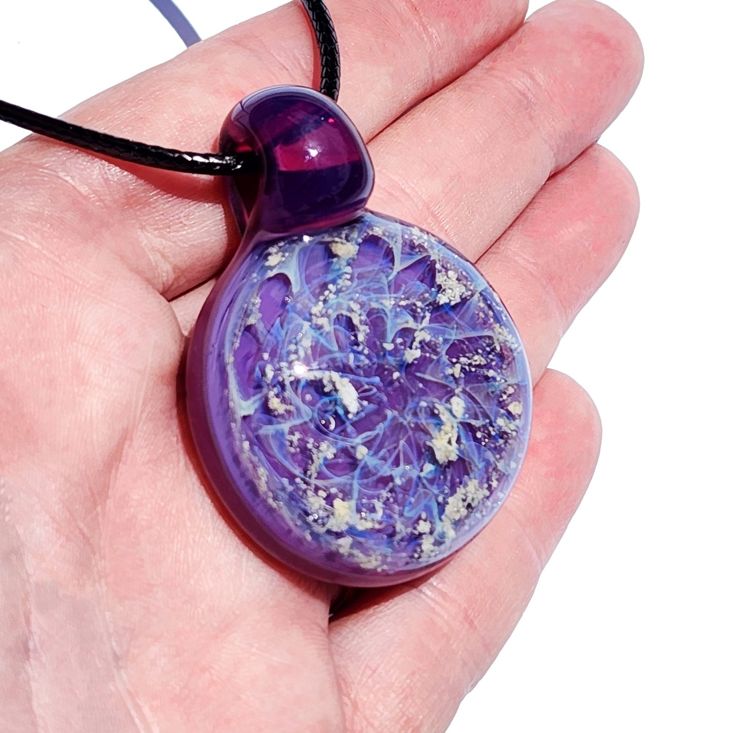 Purple Galaxy Cremation Pendant – Handmade Memorial Jewelry
