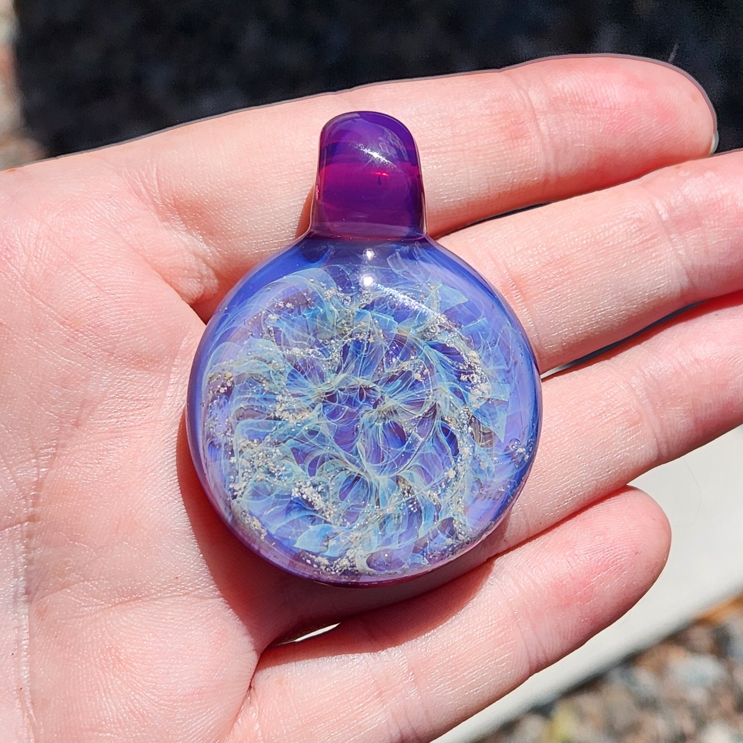 Purple Galaxy Cremation Pendant – Handmade Memorial Jewelry