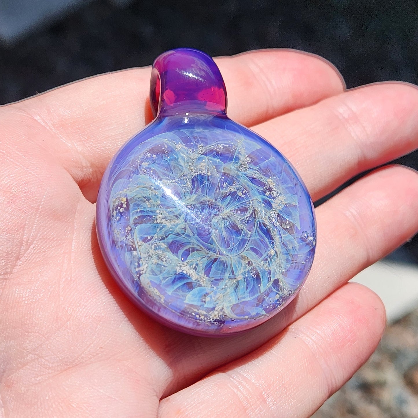 Purple Galaxy Cremation Pendant – Handmade Memorial Jewelry