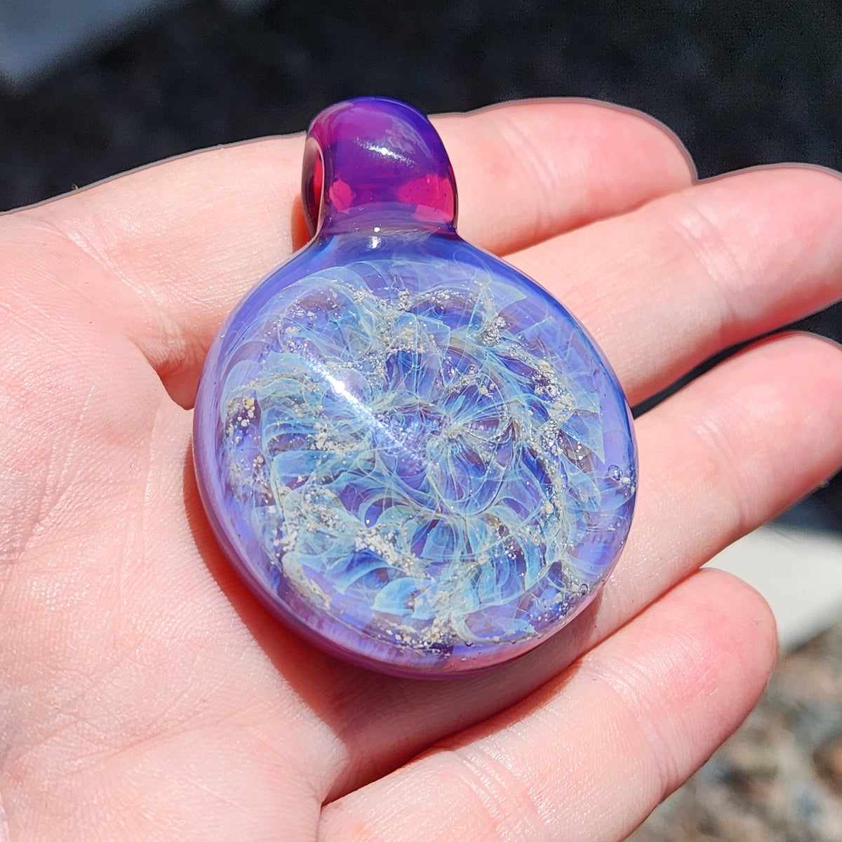 Purple Galaxy Glass Cremation Pendant Necklace
