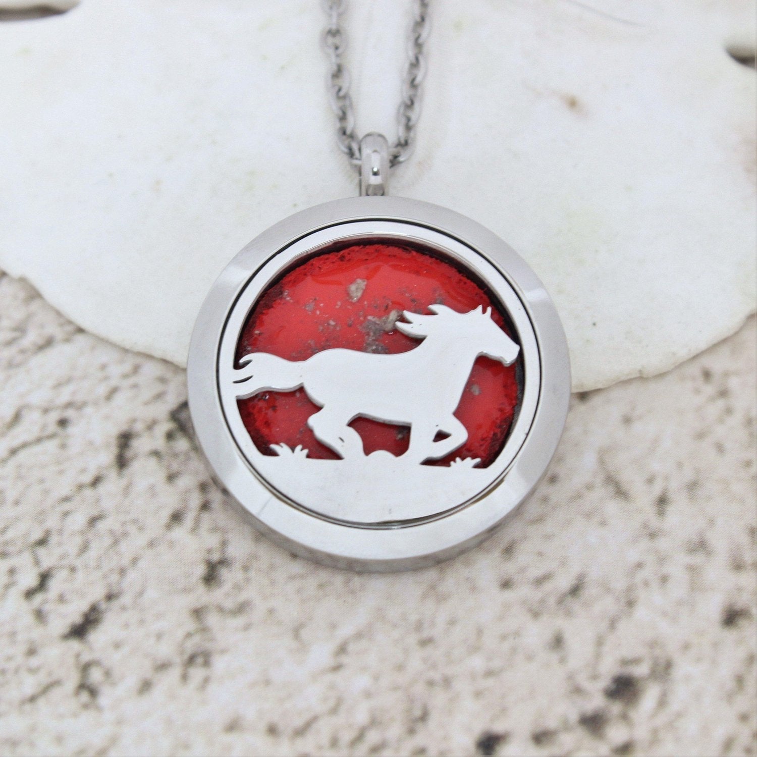 Running Horse - Stainless Steel Cremation Pendants with Ashes