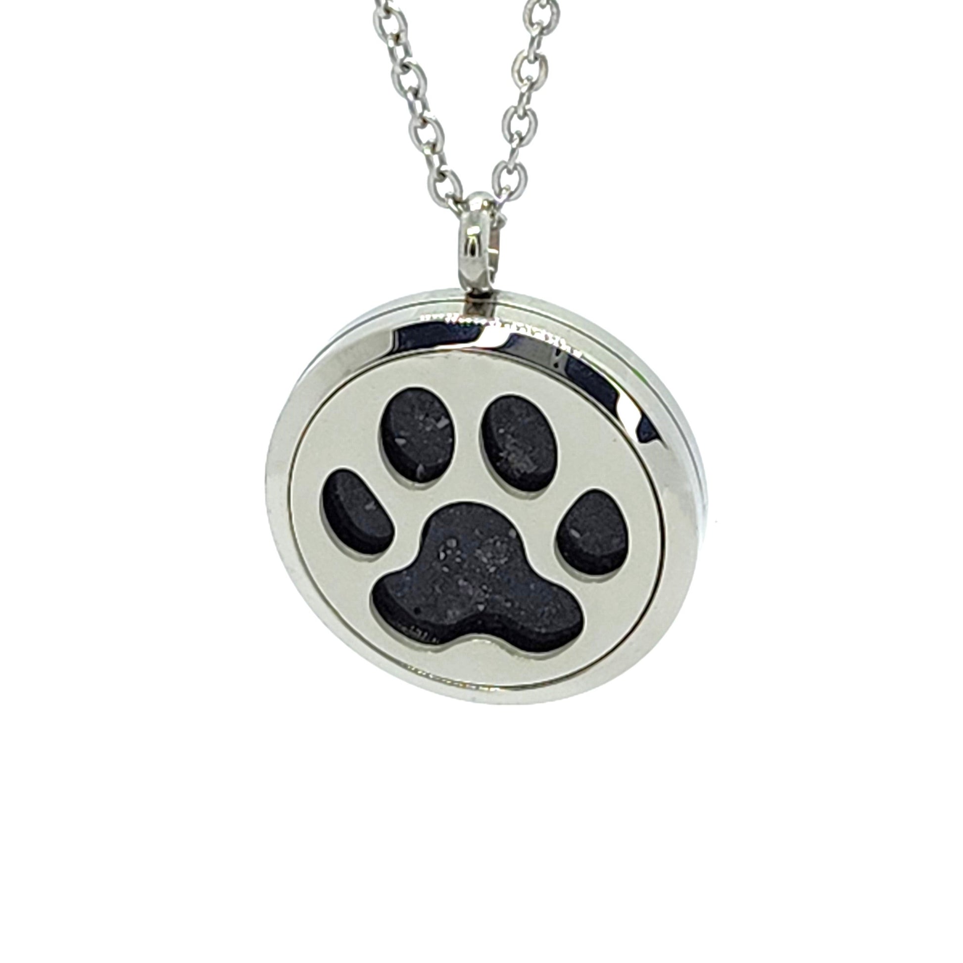 The Paw Pendant-Cremation Pendant-DragonFire Glass-Black-DragonFire Glass Cremation Jewelry