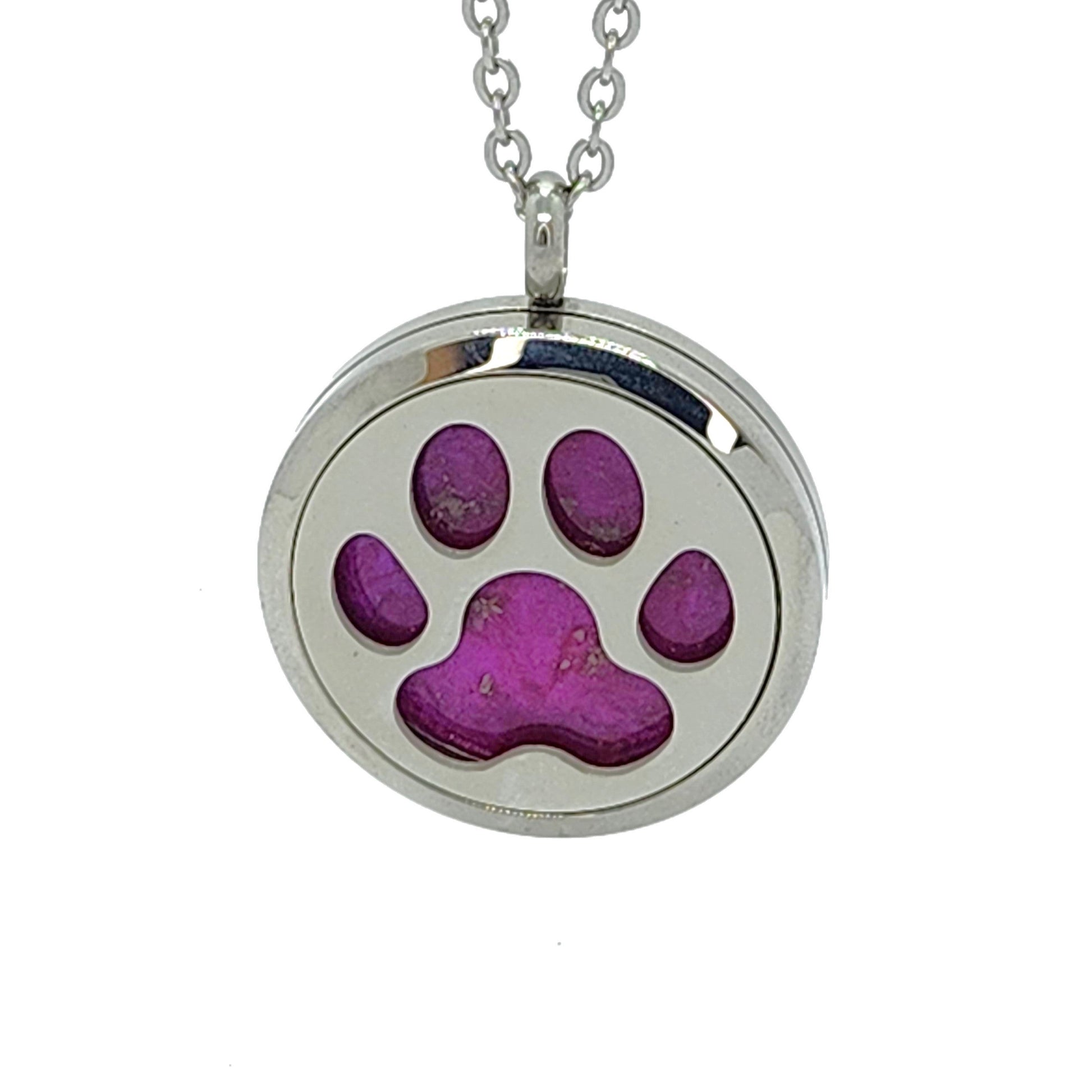 The Paw Pendant-Cremation Pendant-DragonFire Glass-Pink-DragonFire Glass Cremation Jewelry