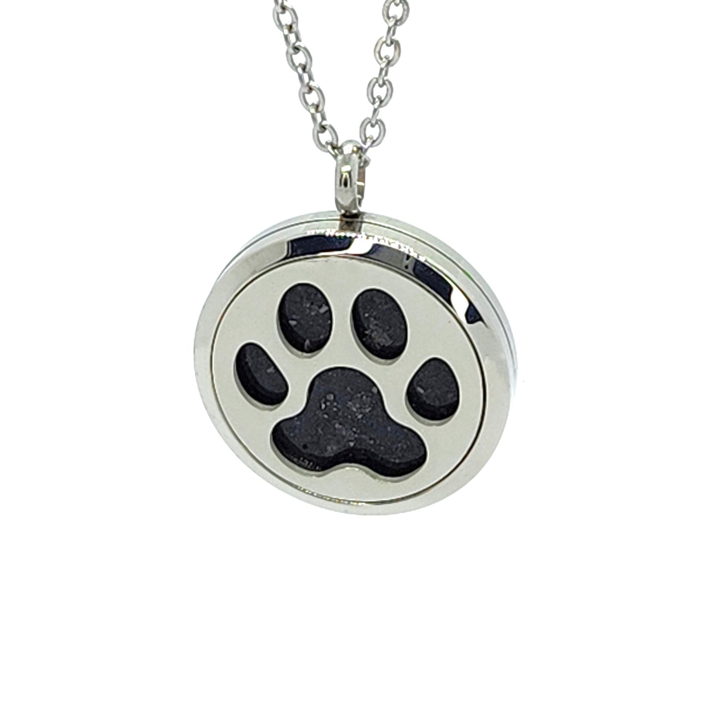 The Paw Pendant-Cremation Pendant-DragonFire Glass-Black-DragonFire Glass Cremation Jewelry