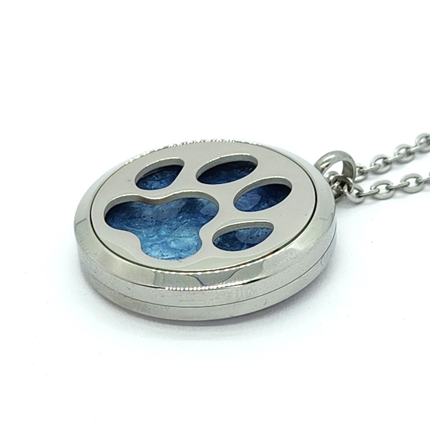 The Paw Pendant-Cremation Pendant-DragonFire Glass-Blue-DragonFire Glass Cremation Jewelry