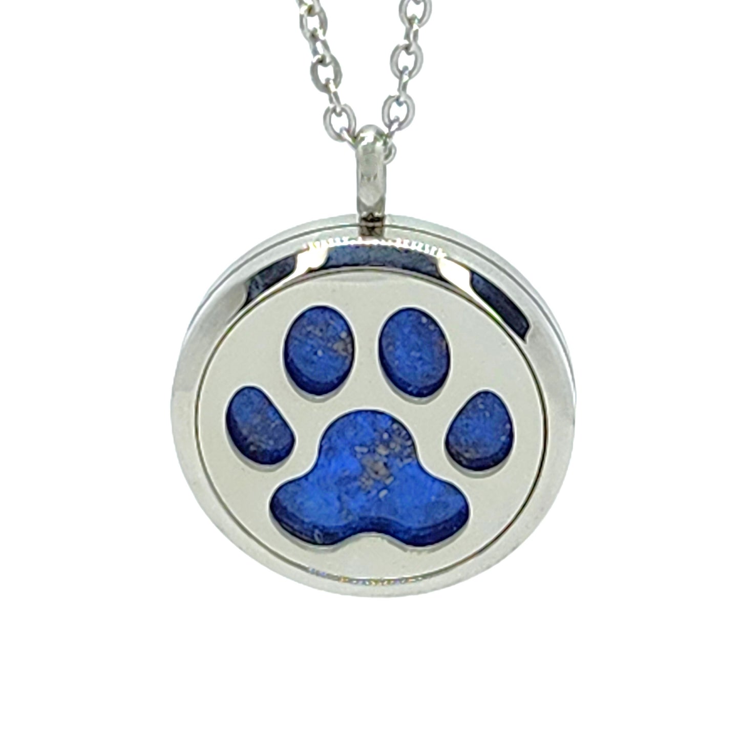 The Paw Pendant-Cremation Pendant-DragonFire Glass-Dark Blue-DragonFire Glass Cremation Jewelry